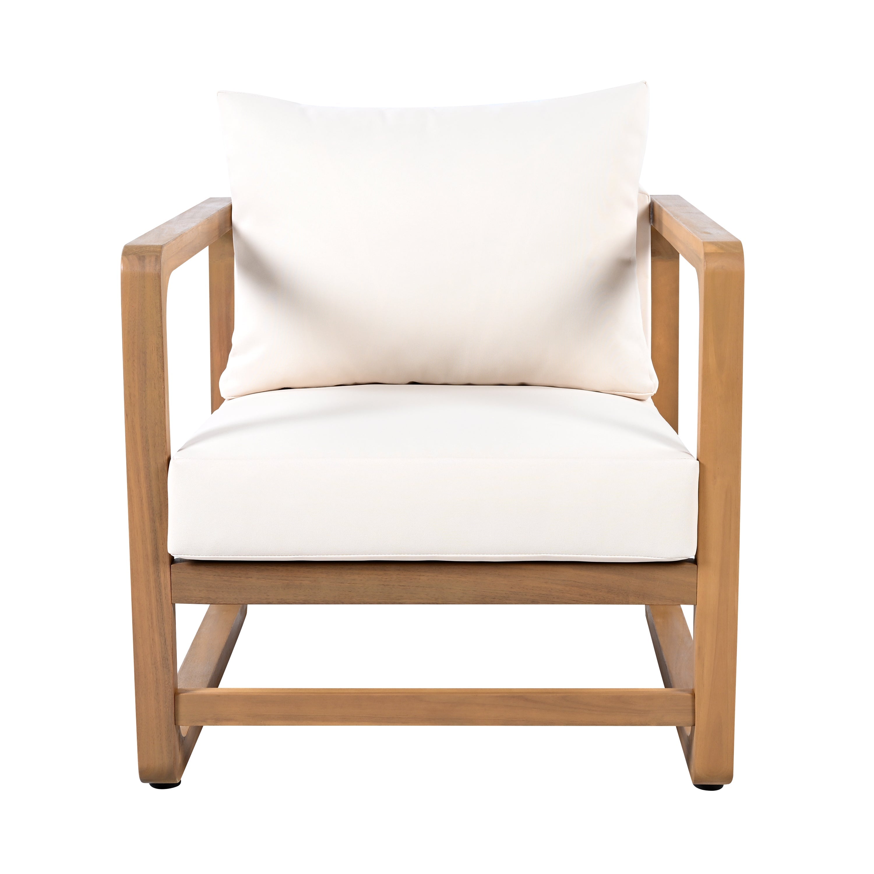 Acacia Wood Outdoor Set: 2 Club Chairs + Rustic Slat Side Table