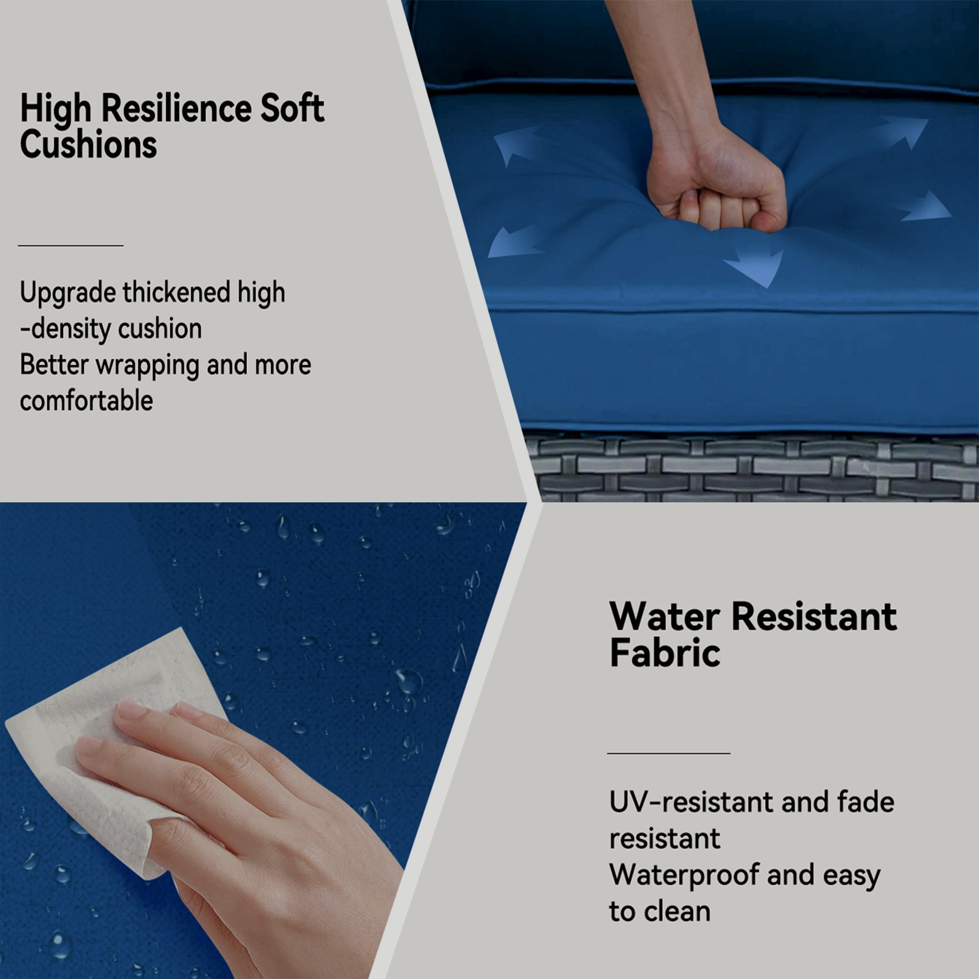 Wicker Patio Furniture Set - 3 Piece Rattan Outdoor Sectional Conversation Set