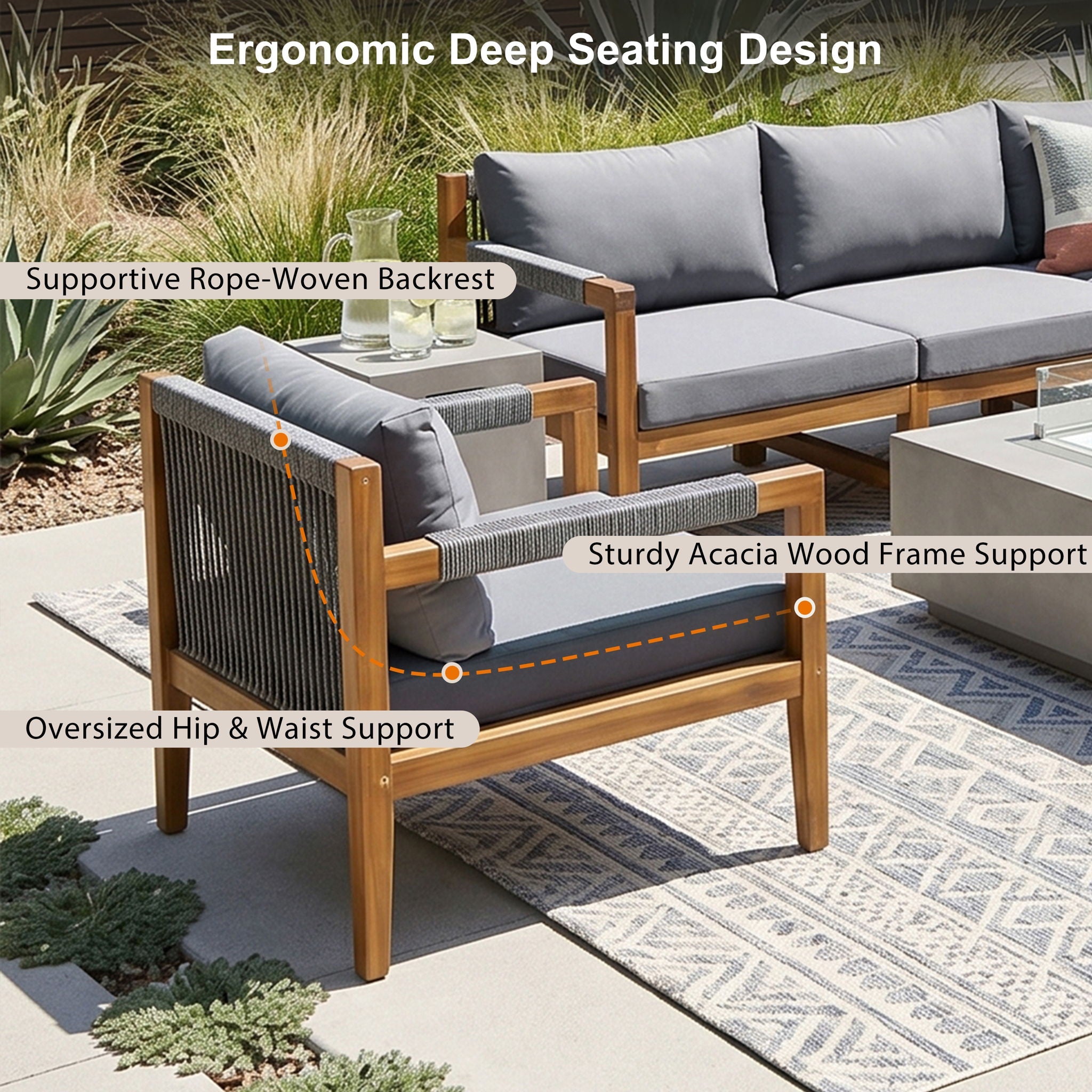3 Piece Outdoor Sectional Sofa Set