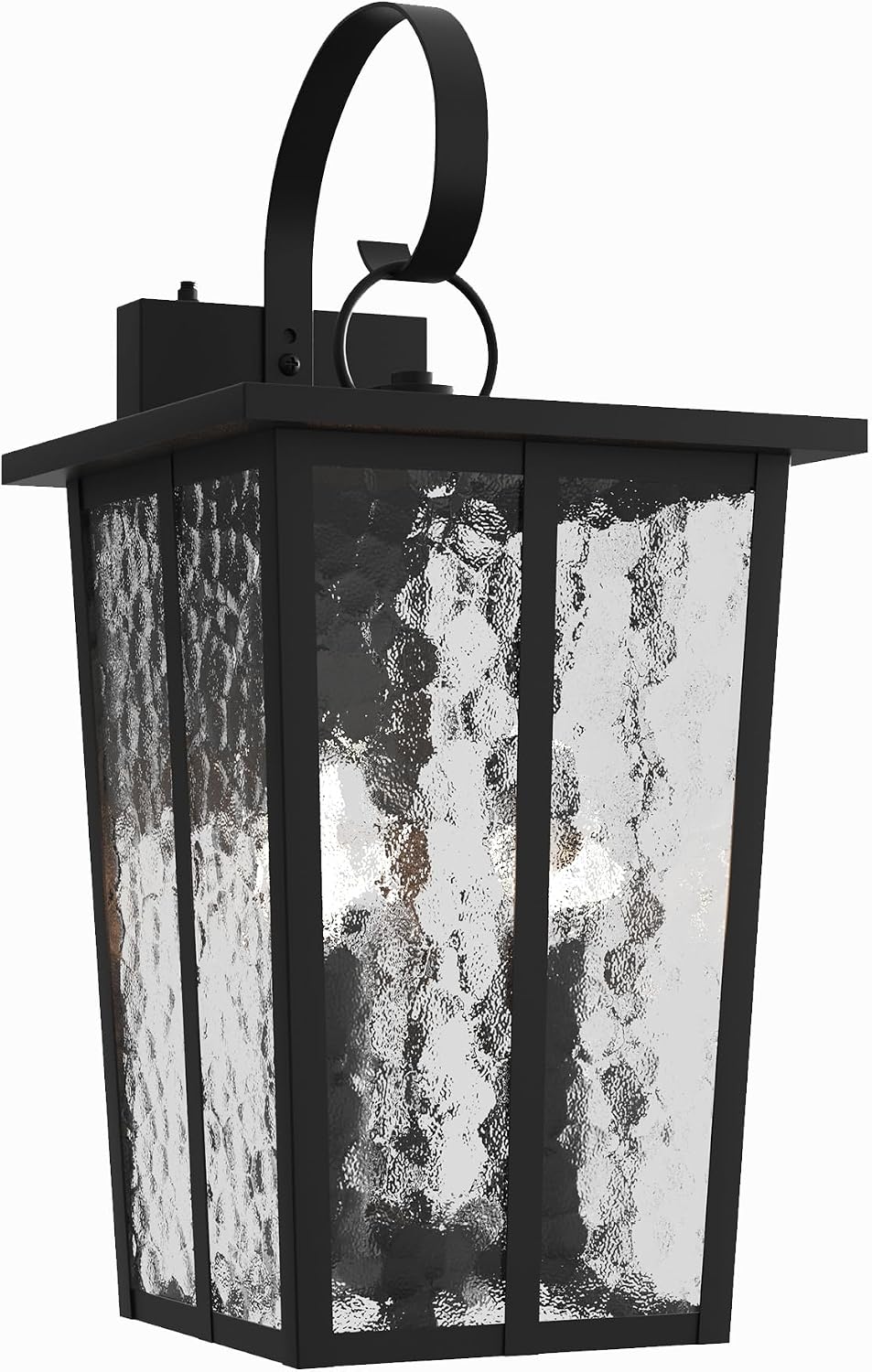 18.5-Inch Dusk to Dawn Outdoor Wall Lantern, 3-Light, Black