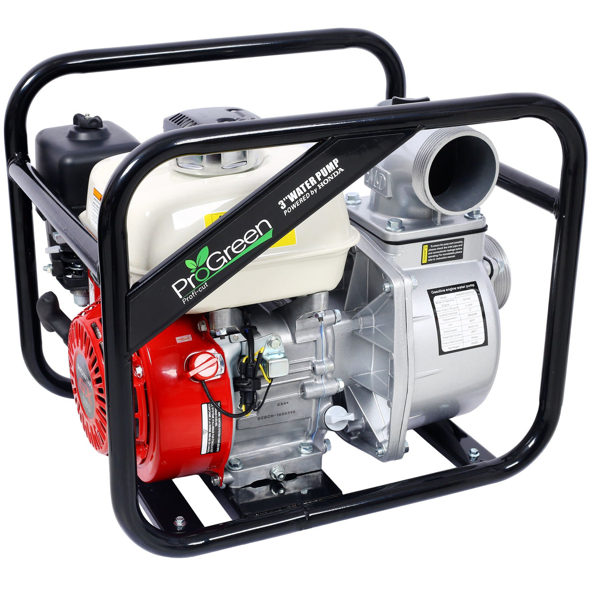 3" Water Pump with GX160 Honda Engine and 264 GPM Output - Black/Red