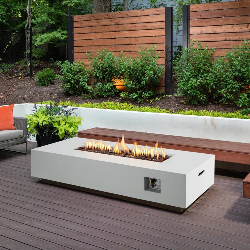 Clyne 15.5'' H X 56'' W MGO Concrete Propane Outdoor Fire Pit Table (Tank and Tank Cover Not Included）