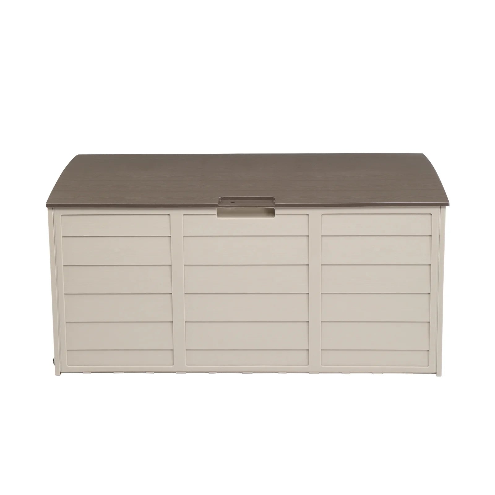 75 Gallon Weather Storage Box on Wheel, Deck Bin Garden Bench for Outdoor Patio Seat - Brown