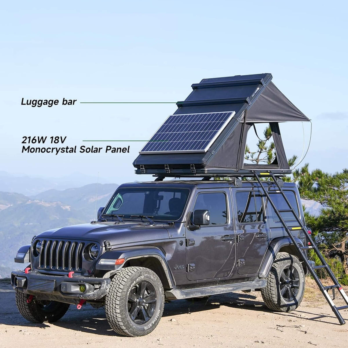 ThermalPeak 2-Person Aluminum Hardshell Pop-Up Rooftop Tent With Solar Panel And Winter Thermal Layer