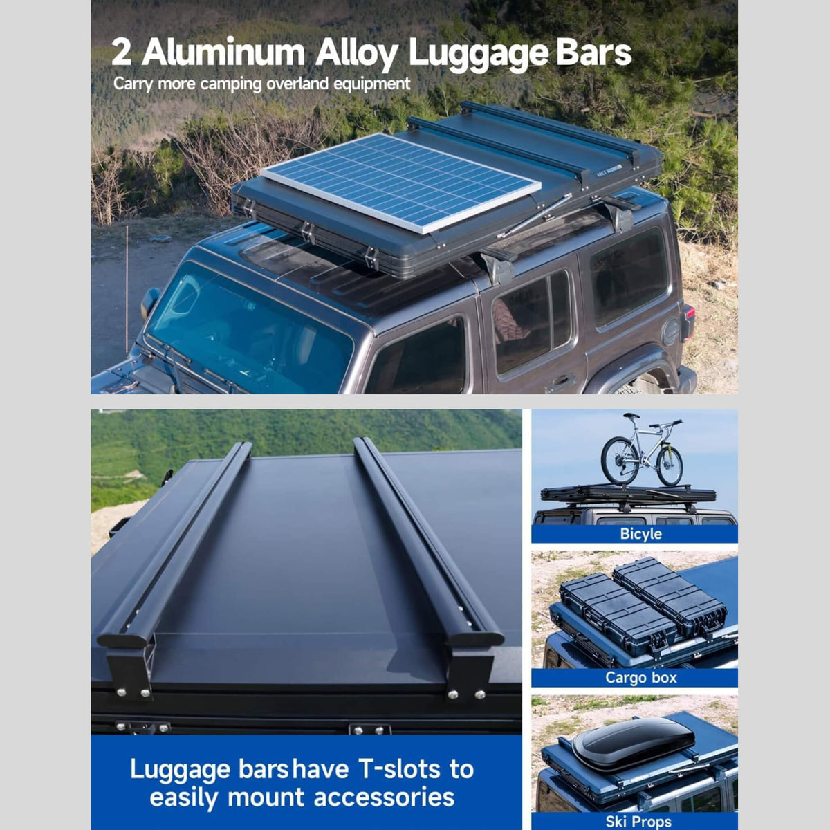 VoltPeak 2-Person Hardshell Pop-Up Rooftop Tent With Solar Panel