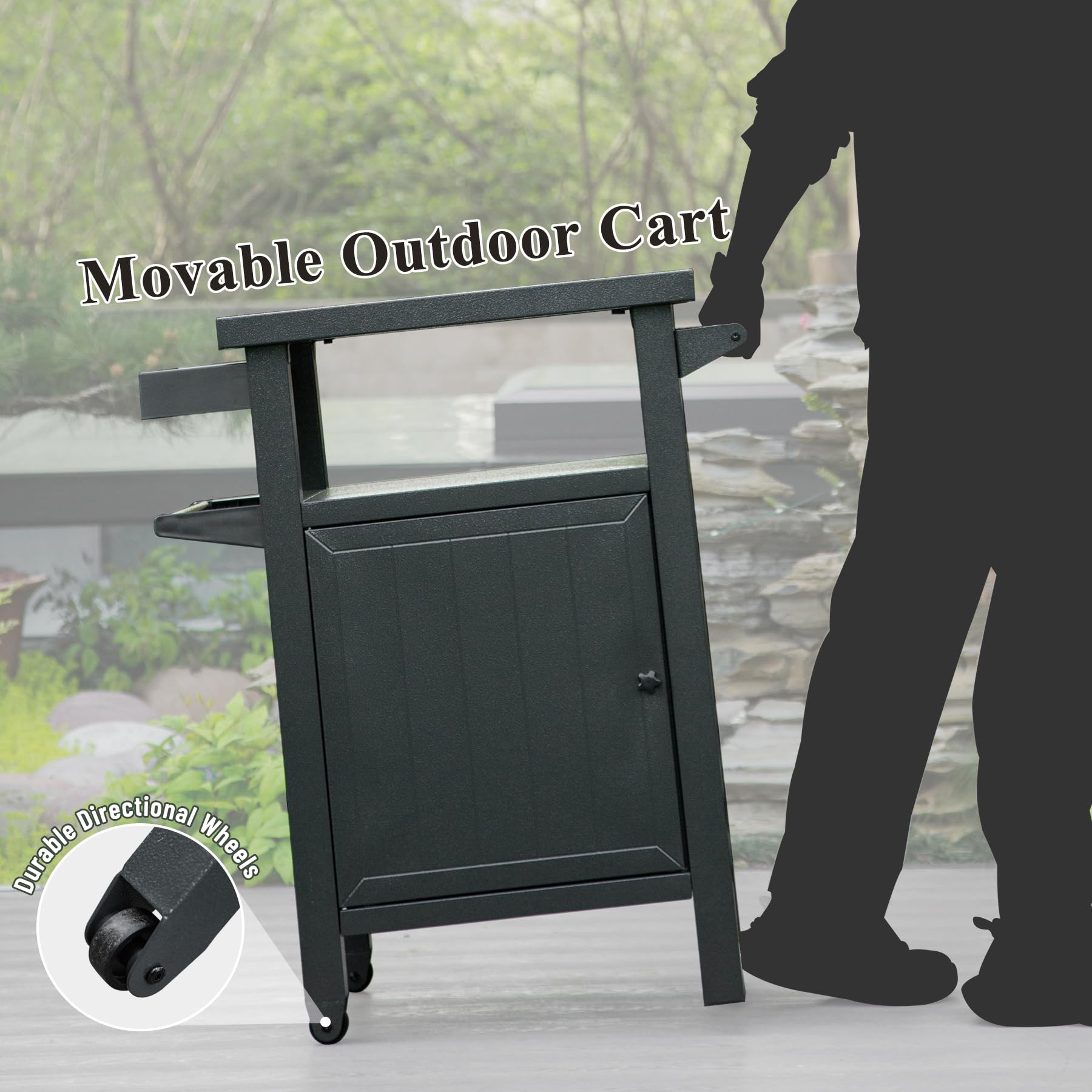 Grill Carts Outdoor with Storage and Wheels