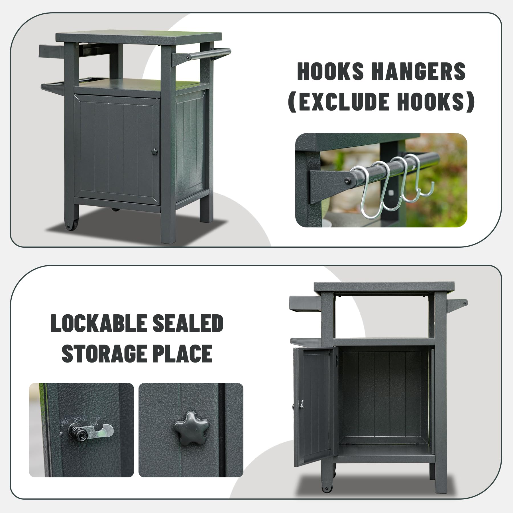 Grill Carts Outdoor with Storage and Wheels