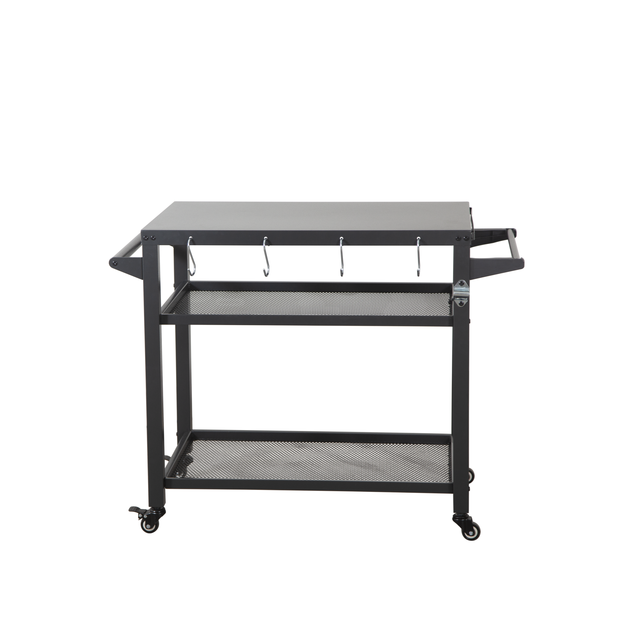 3-Shelf Outdoor Grill Table with Wheels and Propane Tank Hook