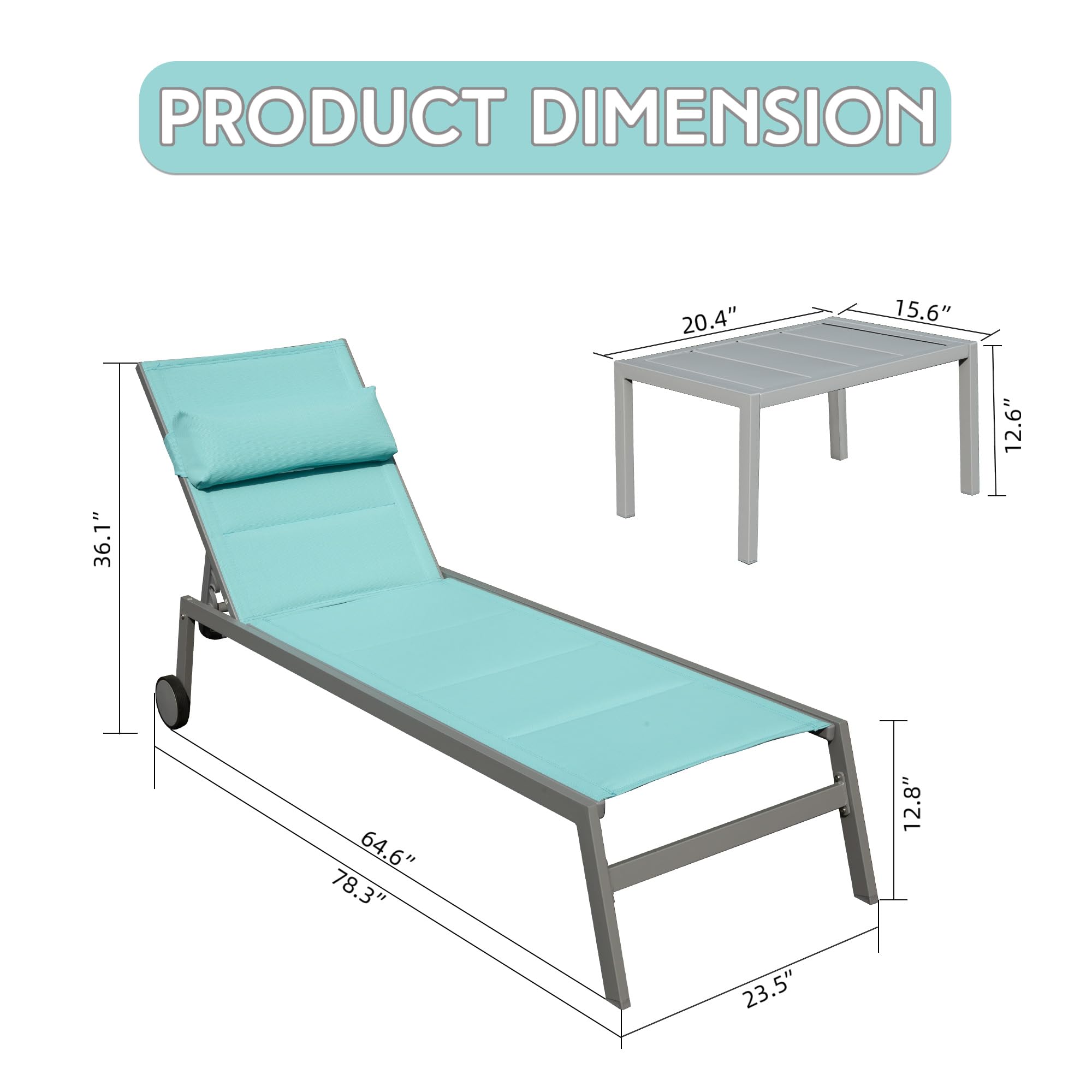 Outdoor Patio Chaise Lounge Set of 3