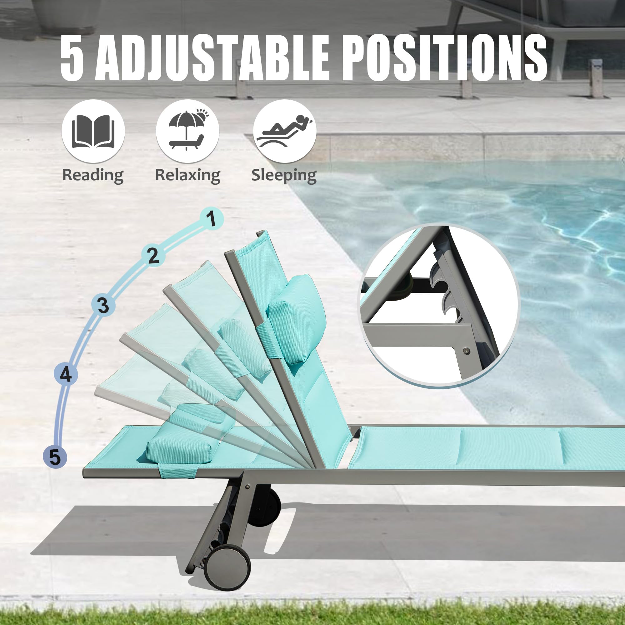 Outdoor Patio Chaise Lounge Set of 3