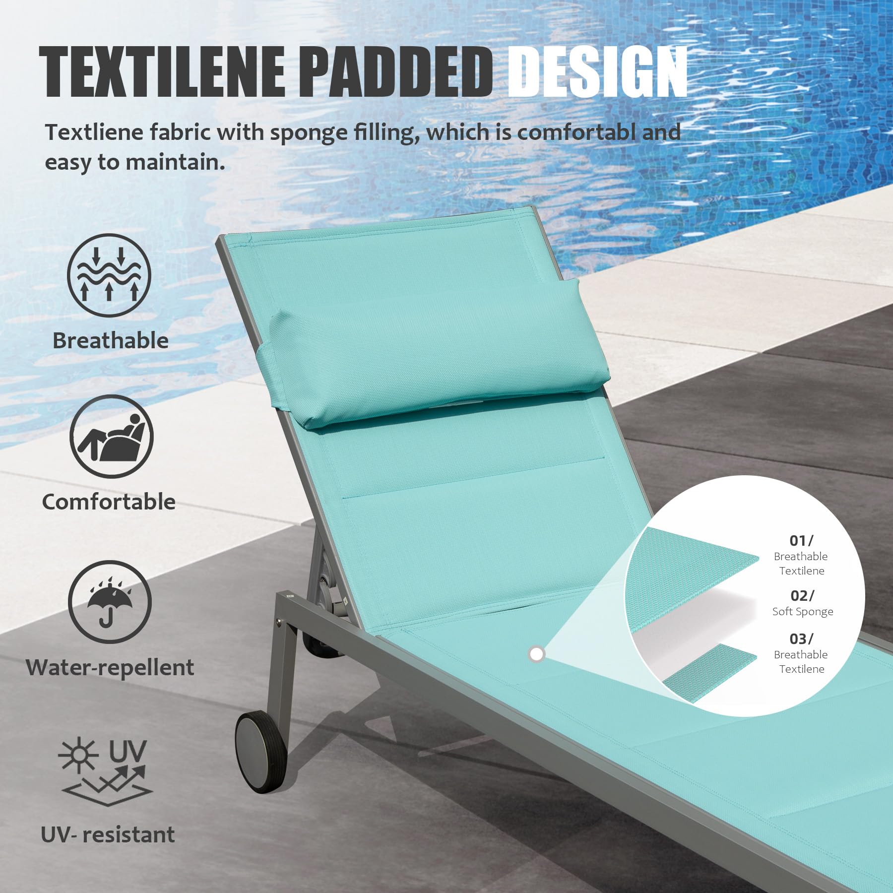 Outdoor Patio Chaise Lounge Set of 3