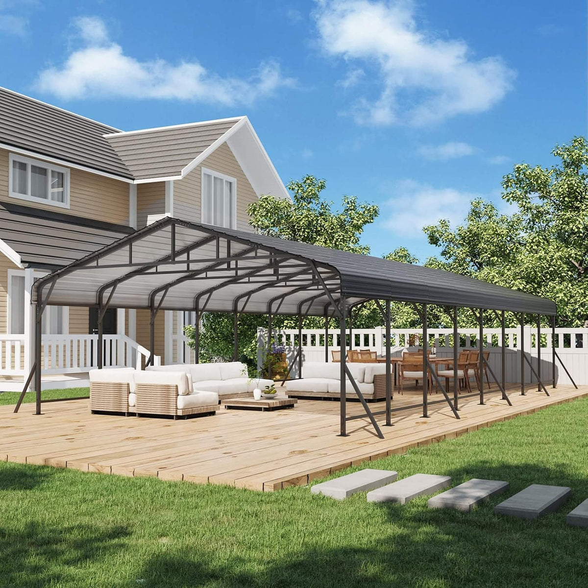 Heavy-Duty Galvanized Steel Carport Canopy Shelter [20X40FT]