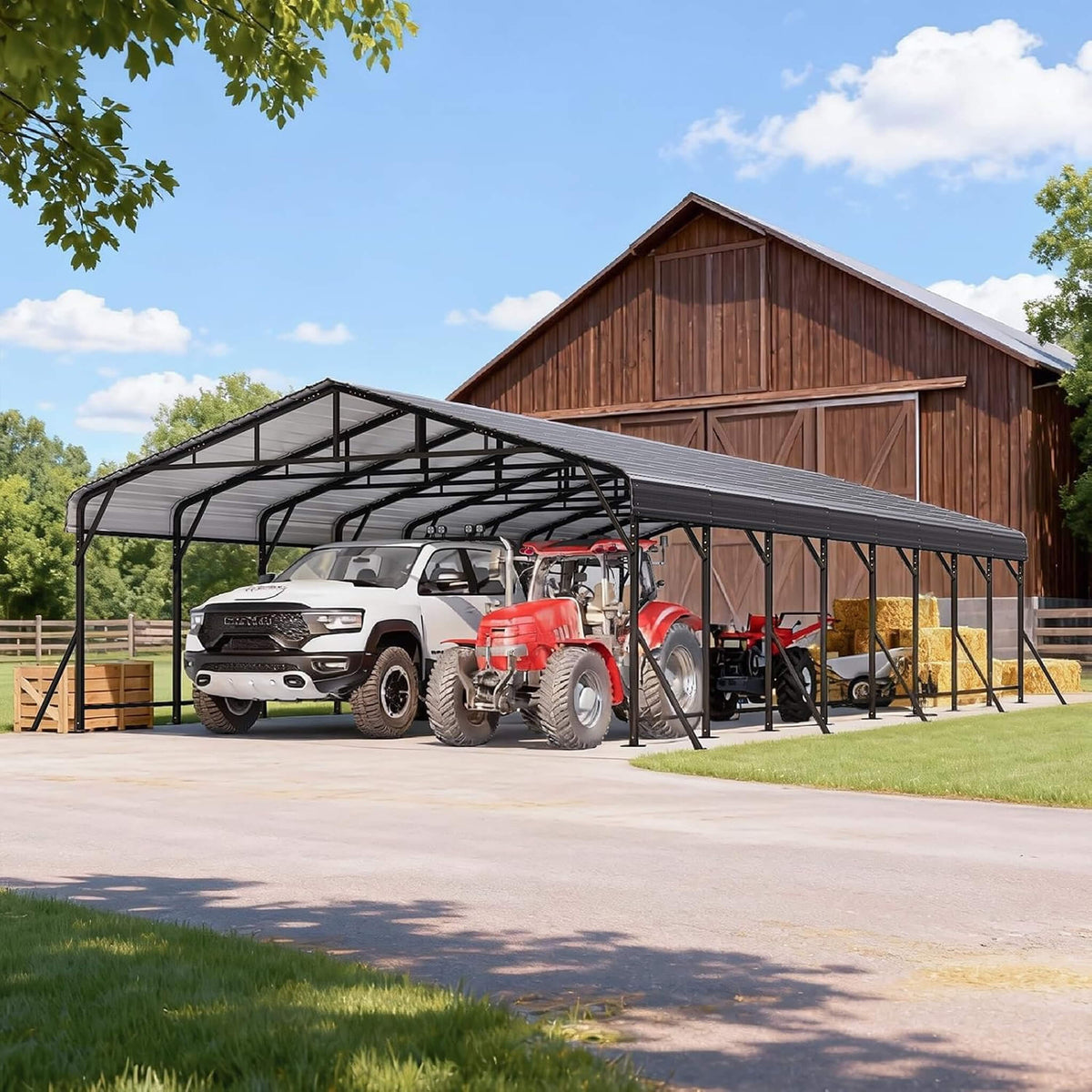Heavy-Duty Galvanized Steel Carport Canopy Shelter [20X40FT]