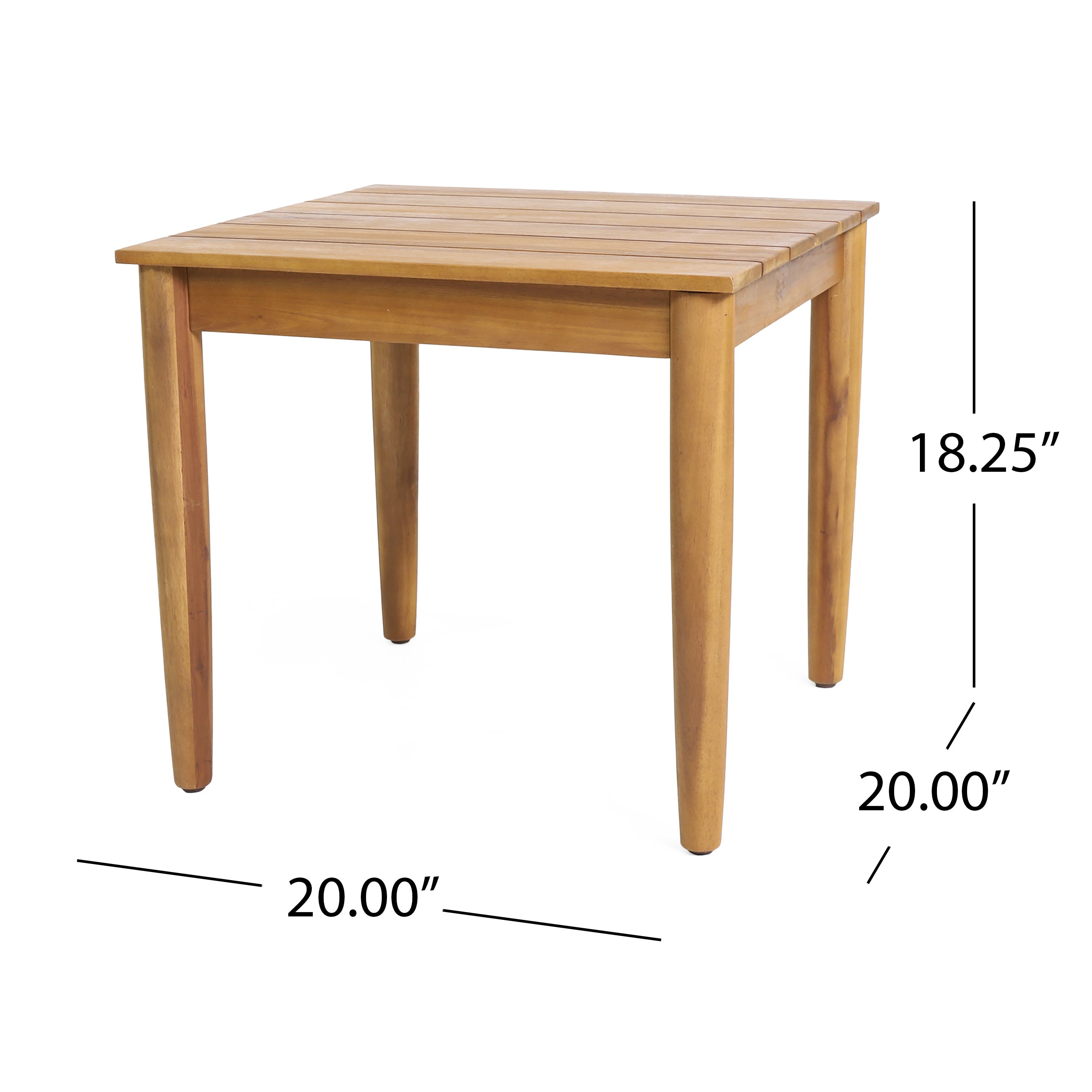 Acacia Wood Outdoor Set: 2 Club Chairs + Rustic Slat Side Table