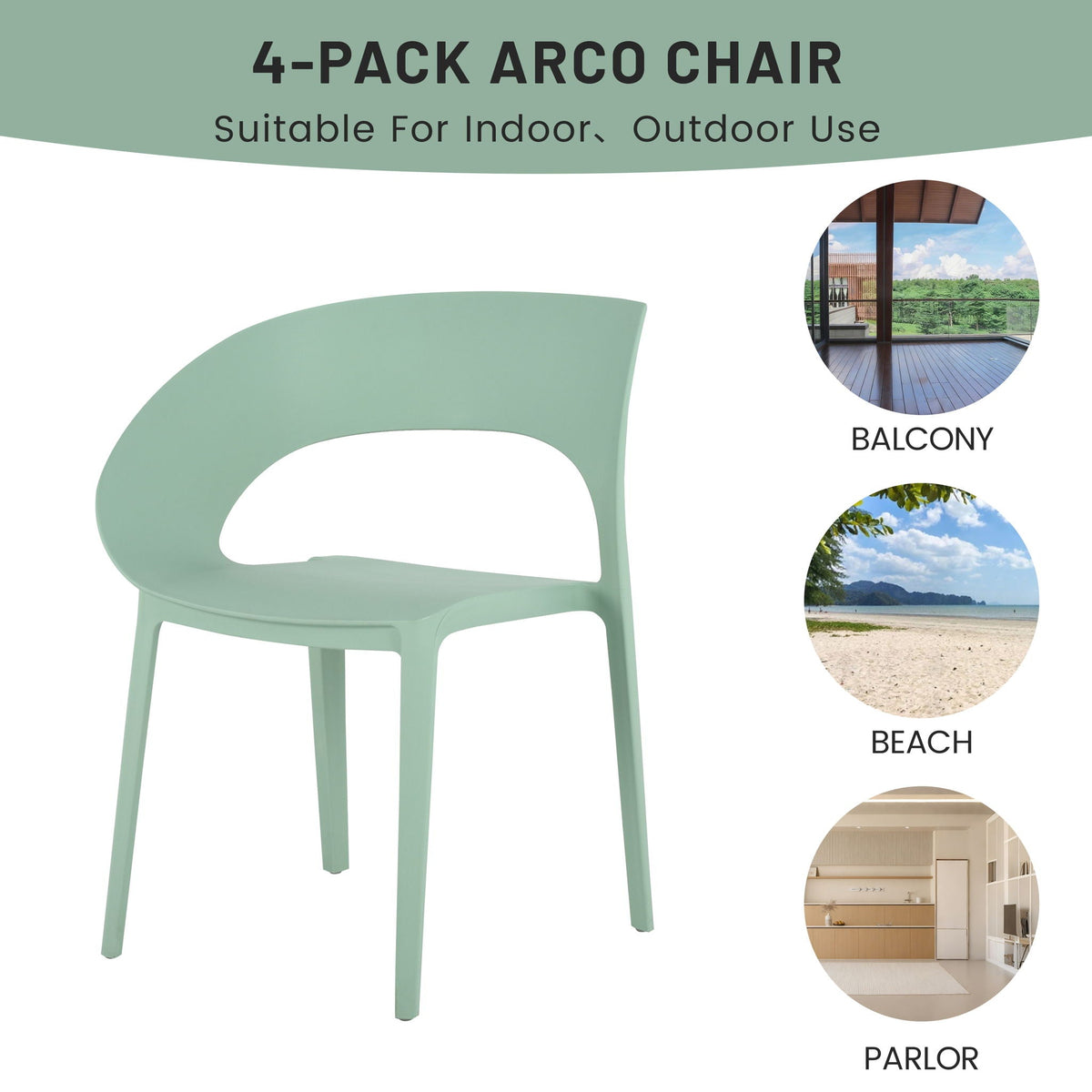 Modern 4 Piece Outdoor Set with Folding Table - Green or Orange