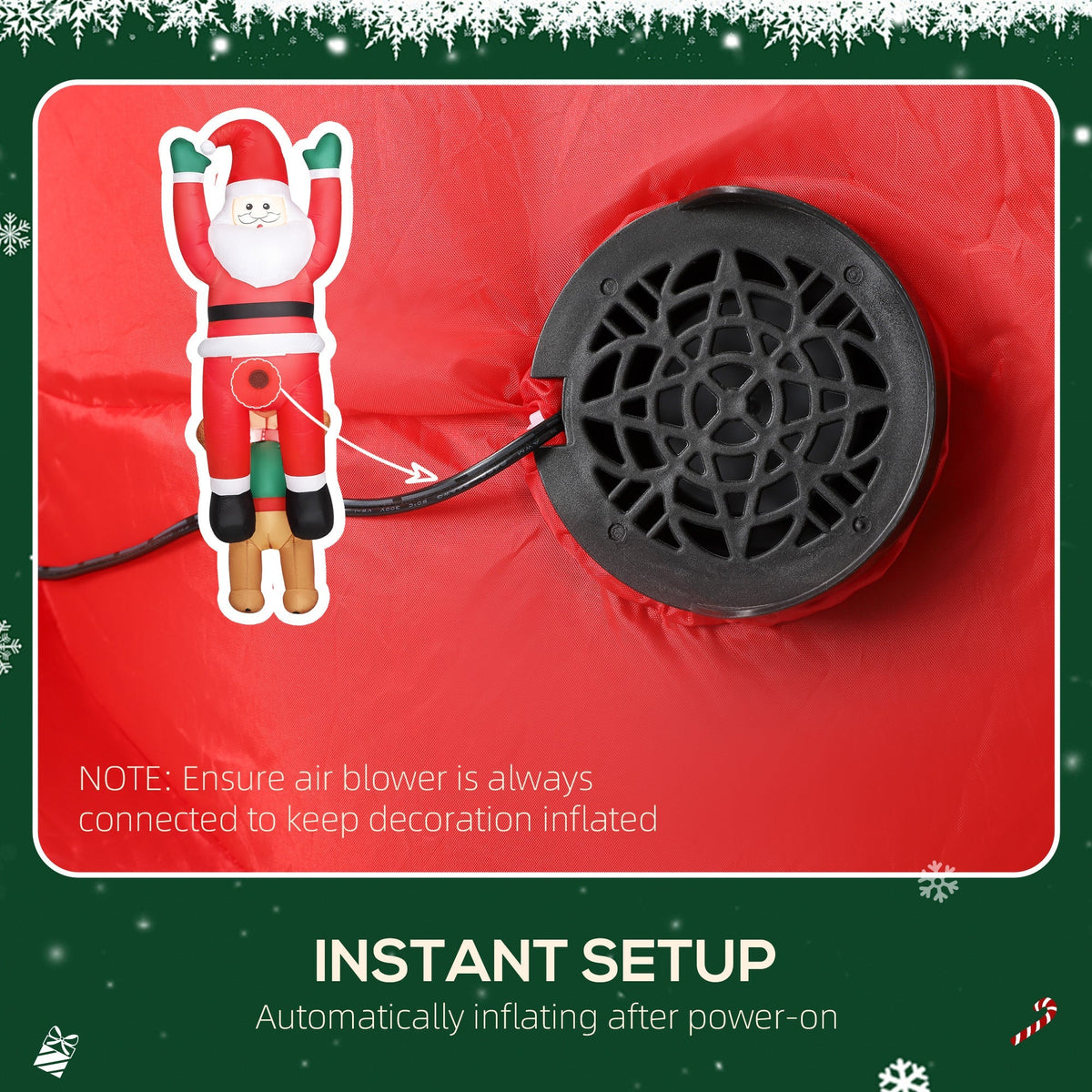 7FT Christmas Inflatable Santa in Chimney with LED Lights - Multi