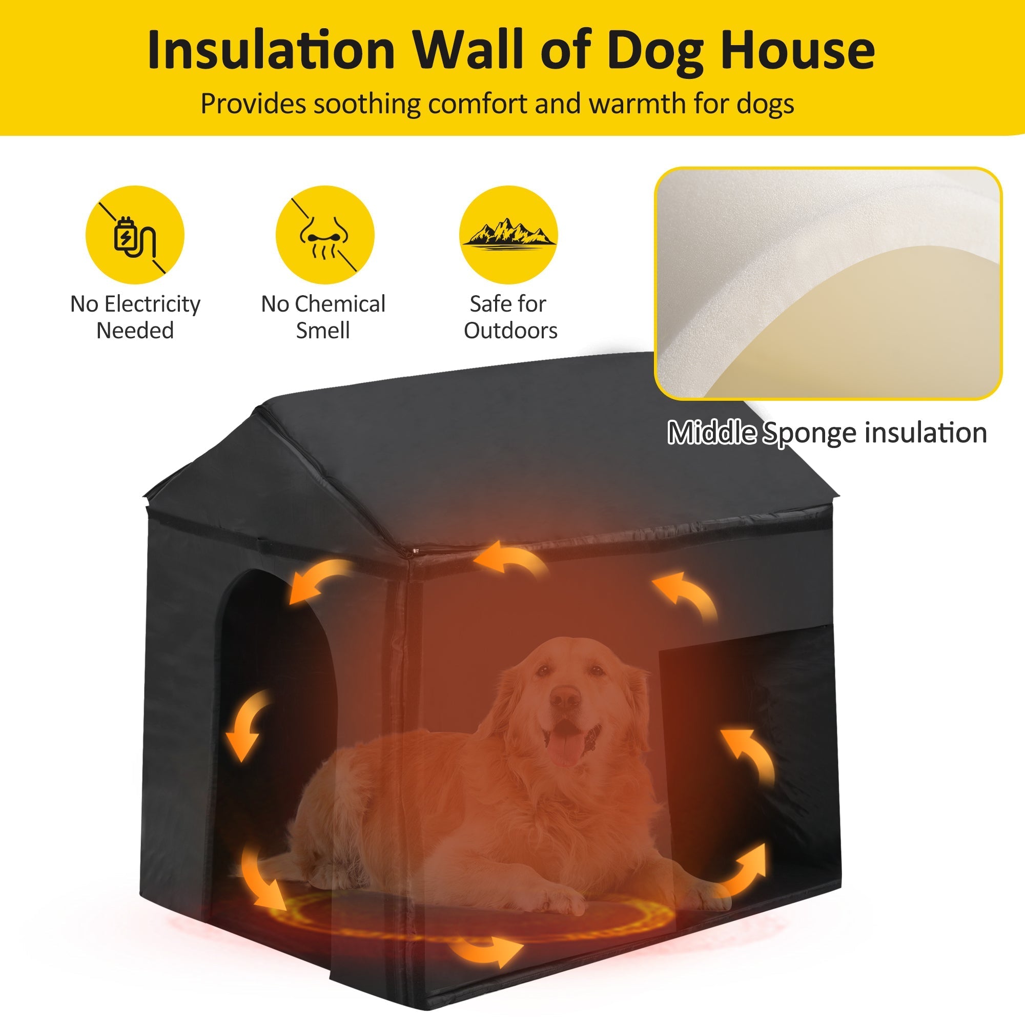 60.2' Large Outdoor Dog House with Insulated Liner for Winter Waterproof Dog Kennel