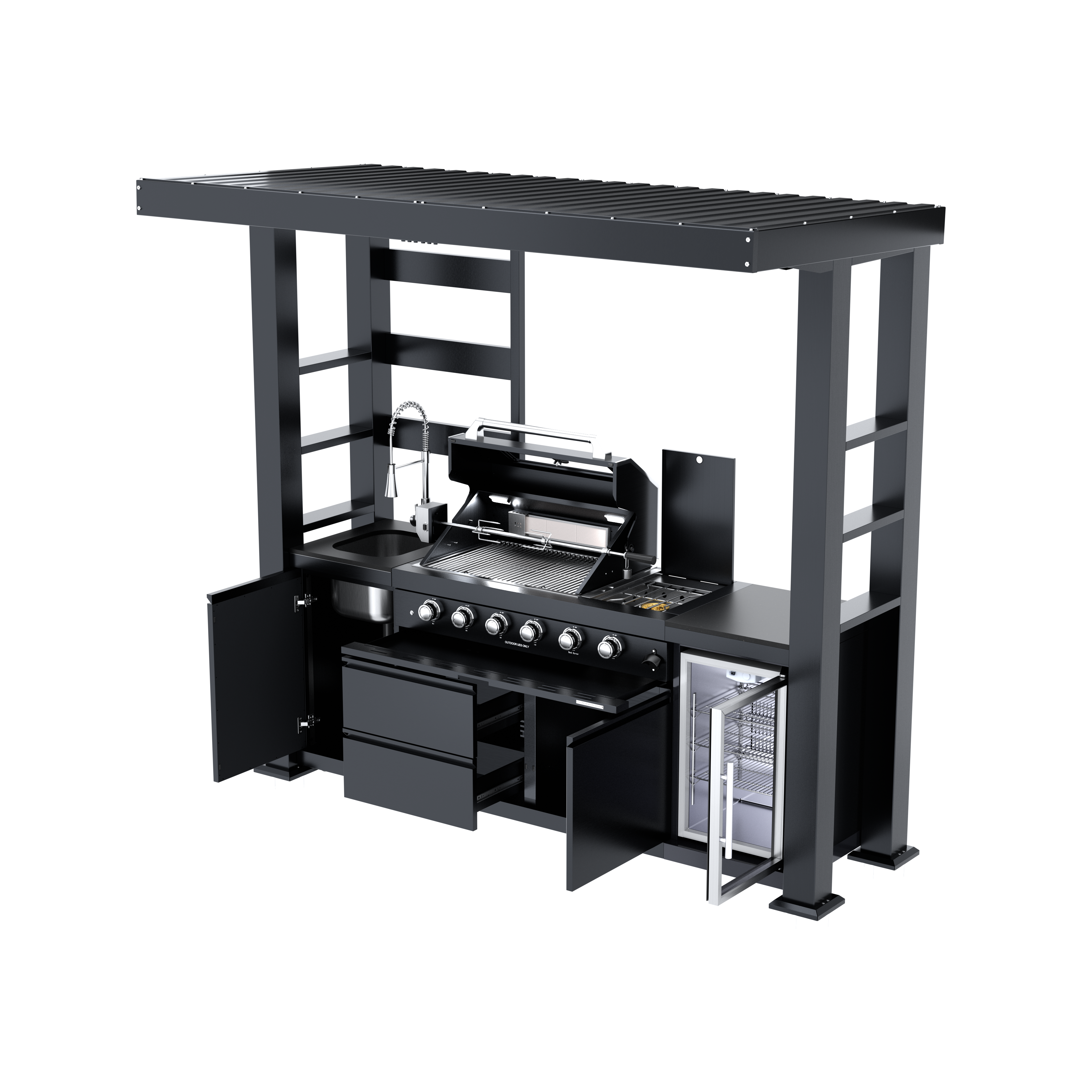 97-Inch 4-Burner Deluxe Stainless Steel Gas Outdoor Kitchen Grill
