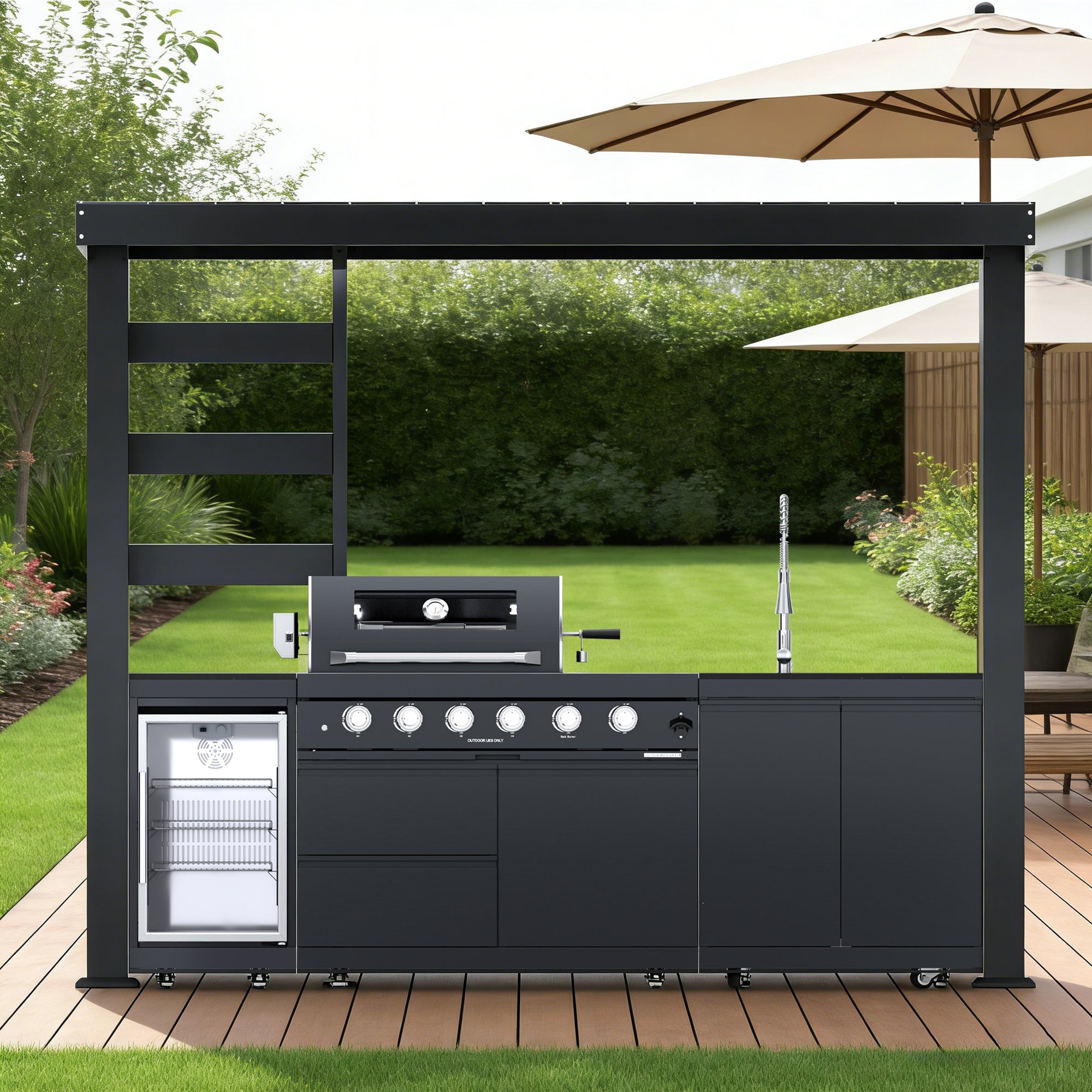 110-Inch Deluxe Stainless Steel Gas Outdoor Kitchen Grill