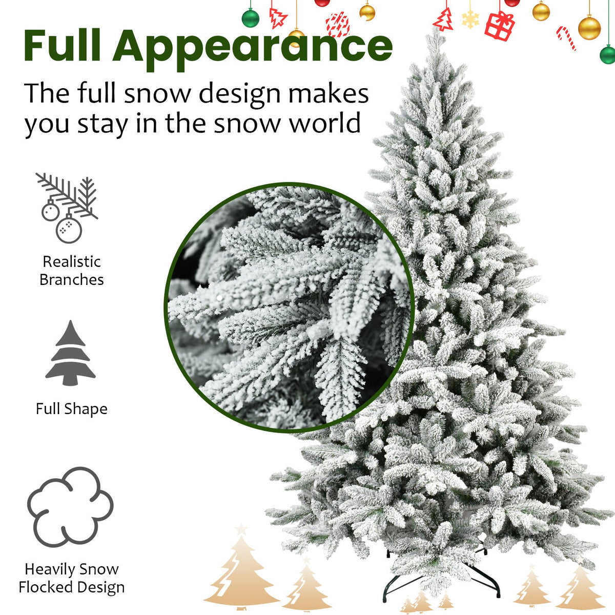 7ft Flocked Christmas Tree with 1514 Tips - White