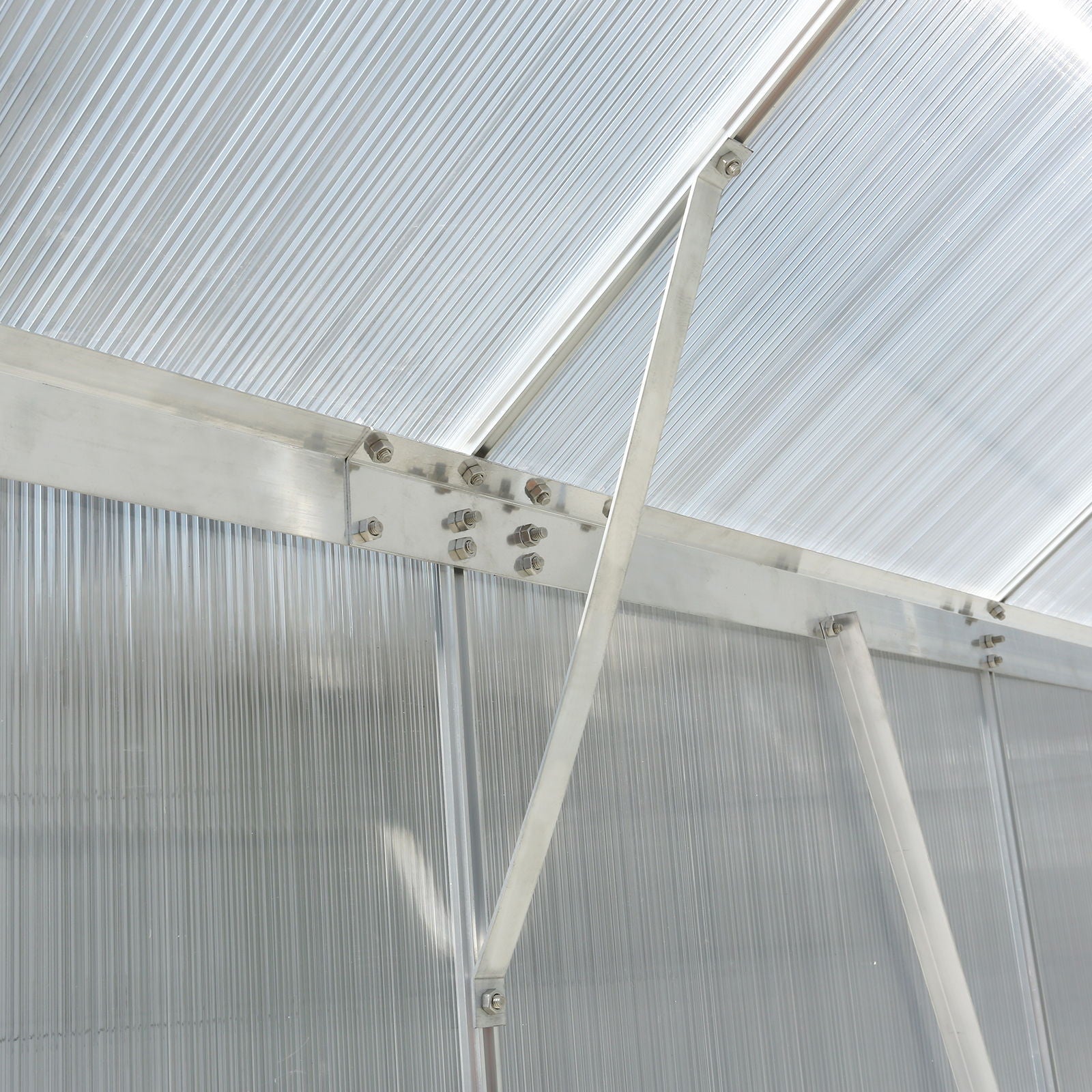 Polycarbonate house, Heavy Duty Outdoor Aluminum Walk-In House Kit With Rain Gutter, Vent And Door For Backyard Garden