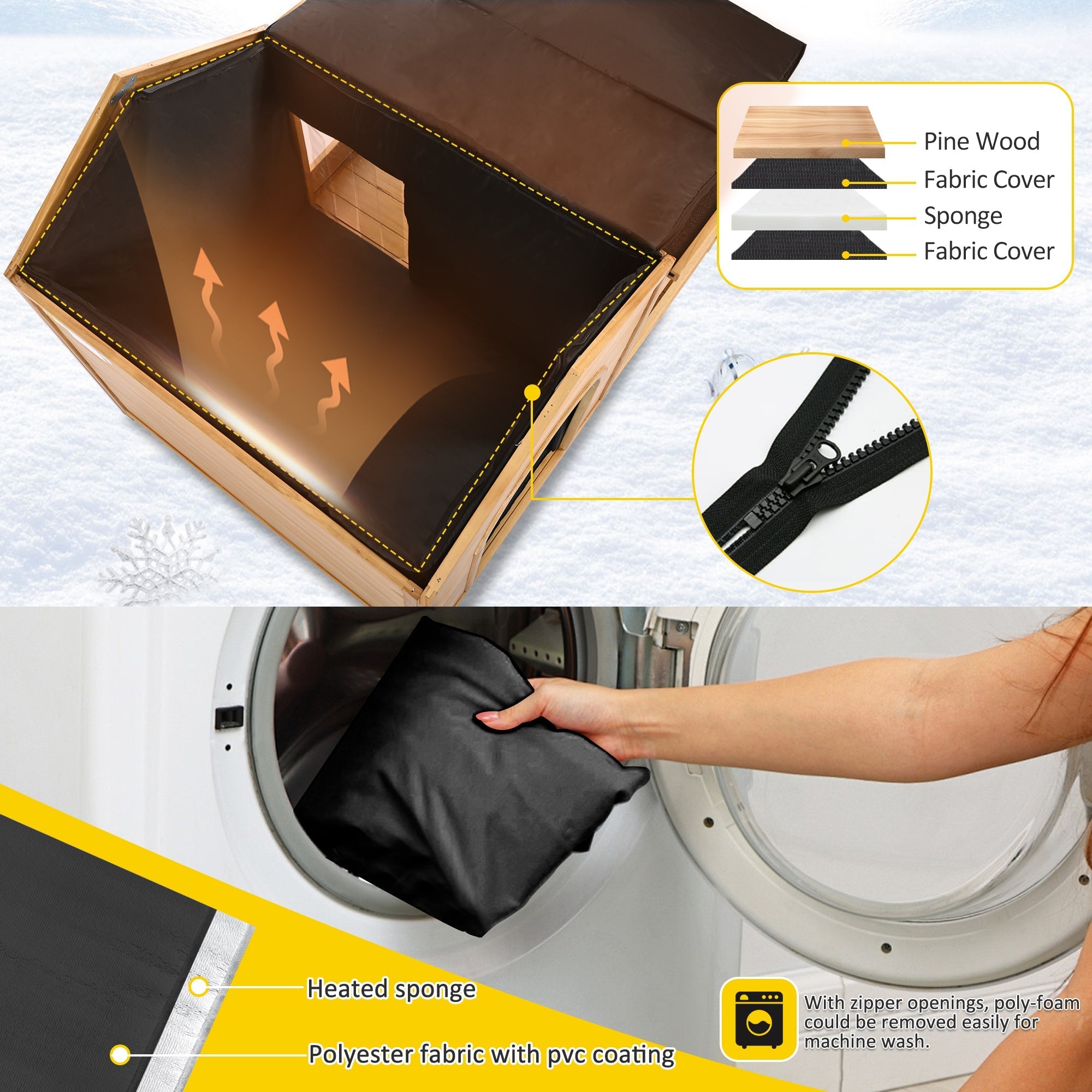 60.2' Large Outdoor Dog House with Insulated Liner for Winter Waterproof Dog Kennel