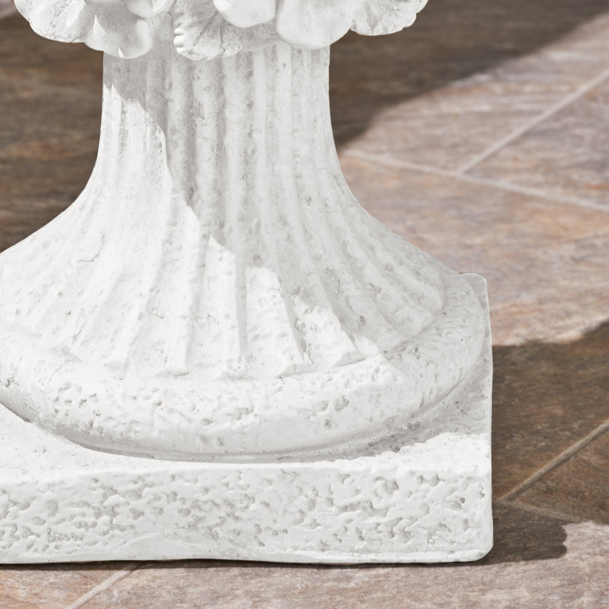 MGO Garden Urn Planter with Handmade Lightweight Concrete - Antique White