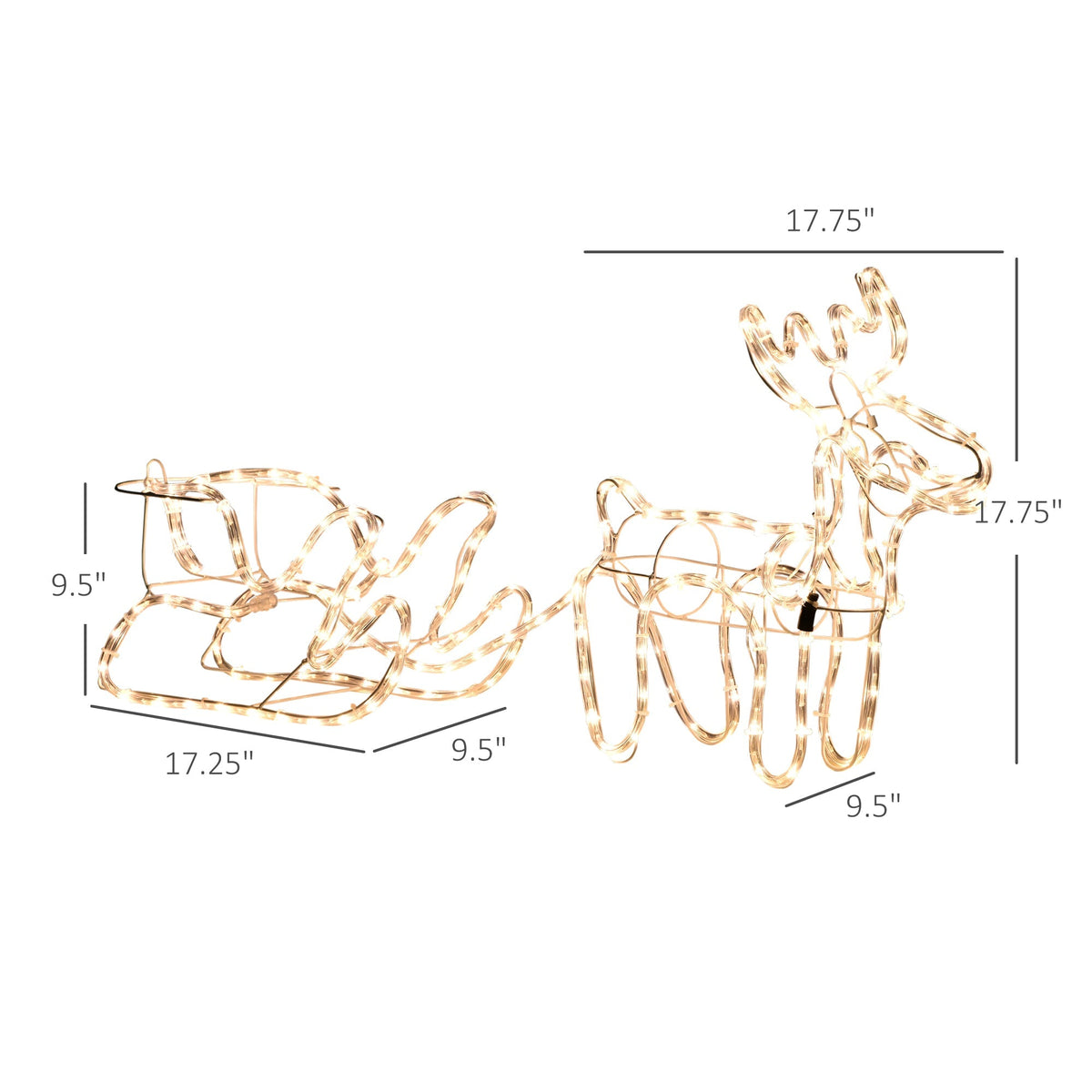 Outsunny 35' LED Reindeer Sleigh Outdoor Christmas Decoration