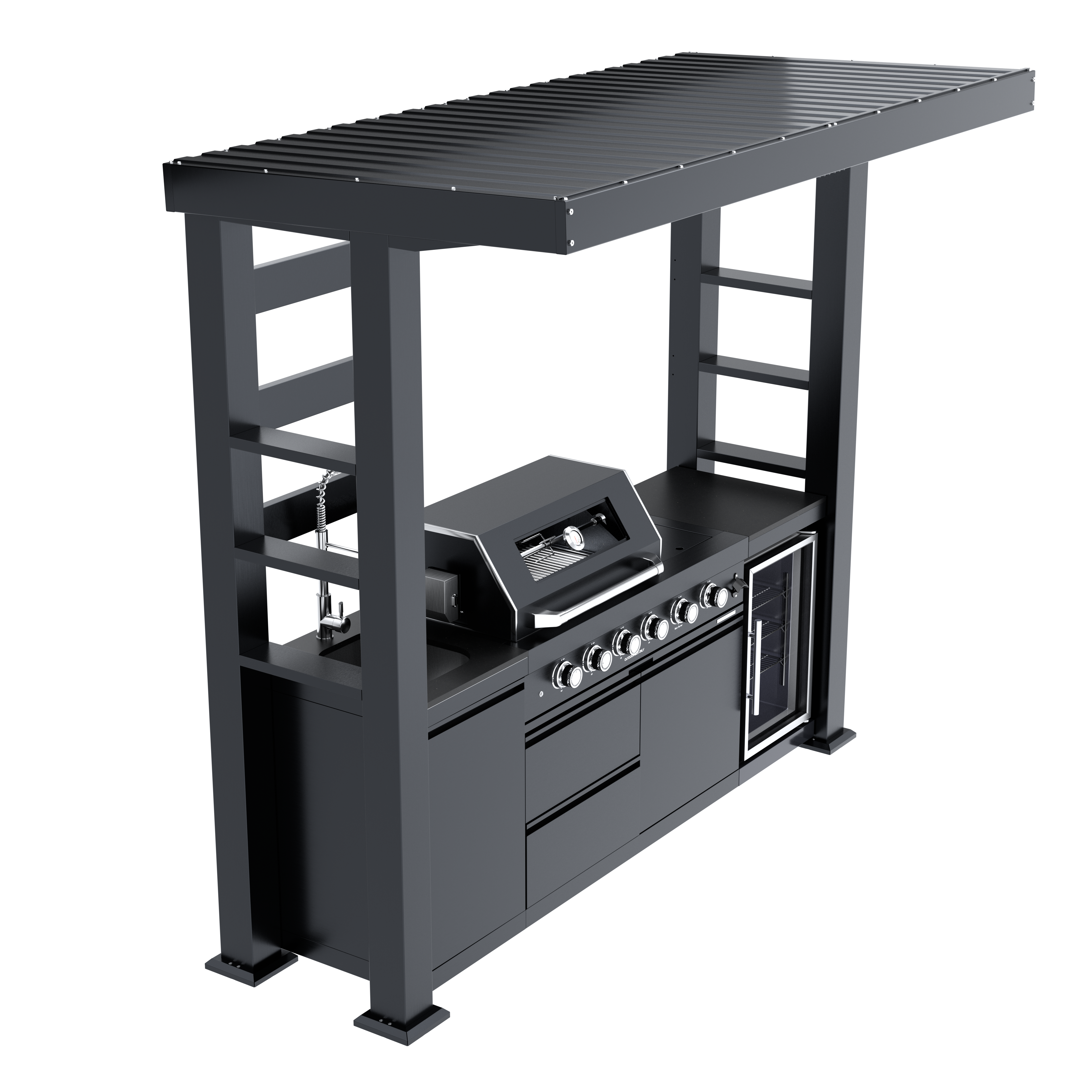 97-Inch 4-Burner Deluxe Stainless Steel Gas Outdoor Kitchen Grill