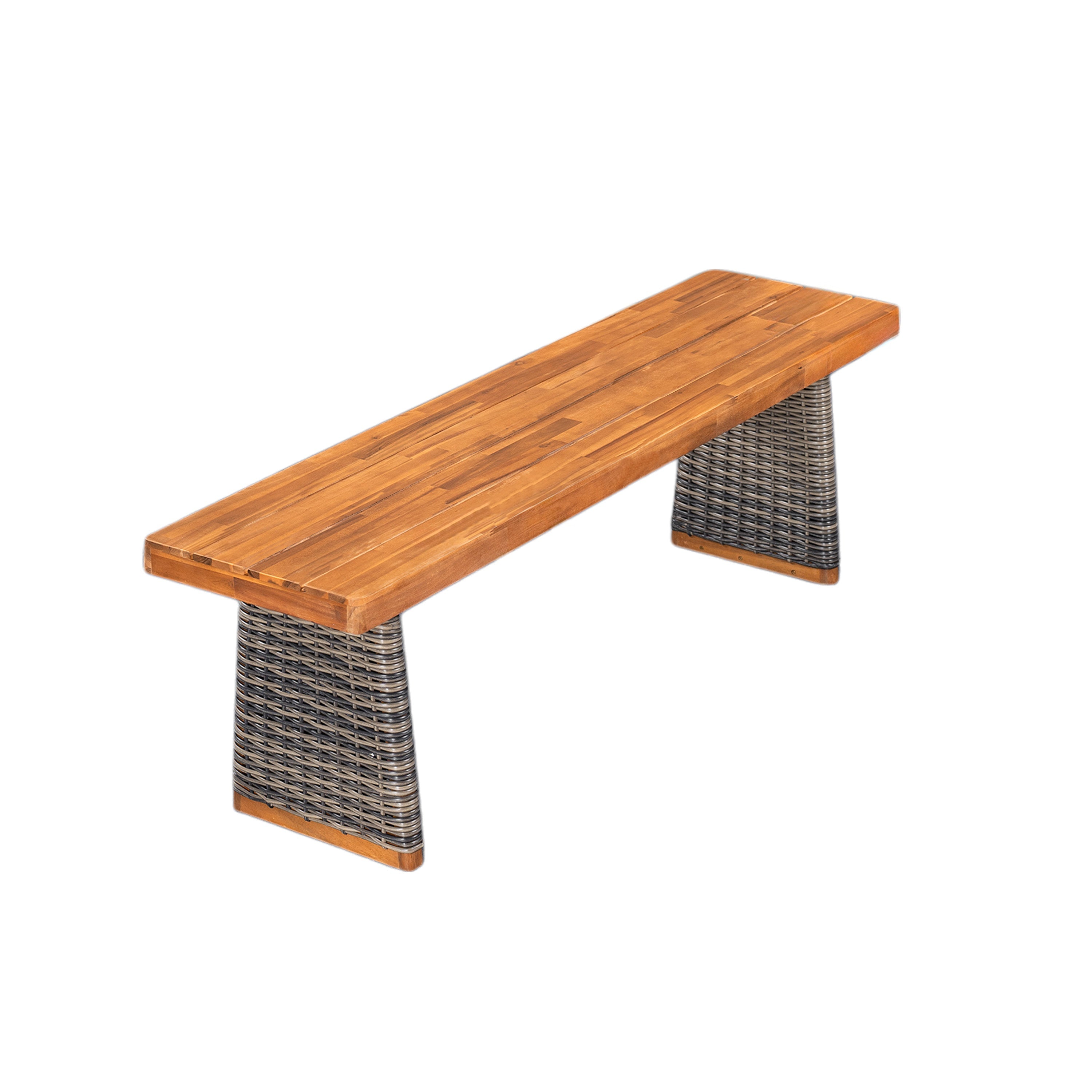 Outdoor 1pcs Acacia Wood Bench, Teak Finish