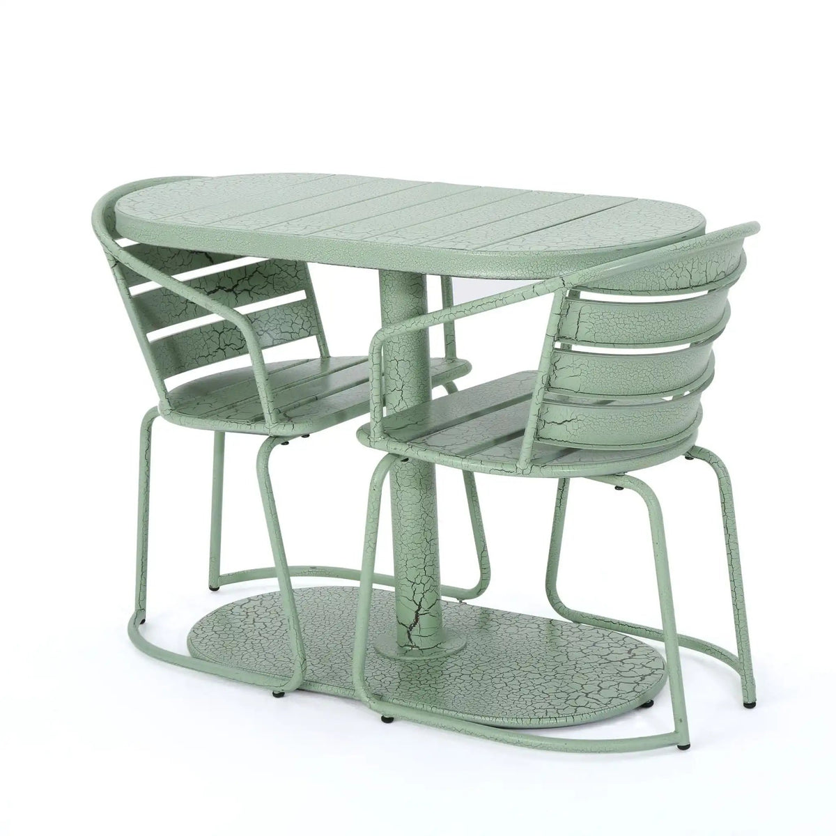 3 Piece Elegant Outdoor Bistro Set With 2 Chairs And Oval Table