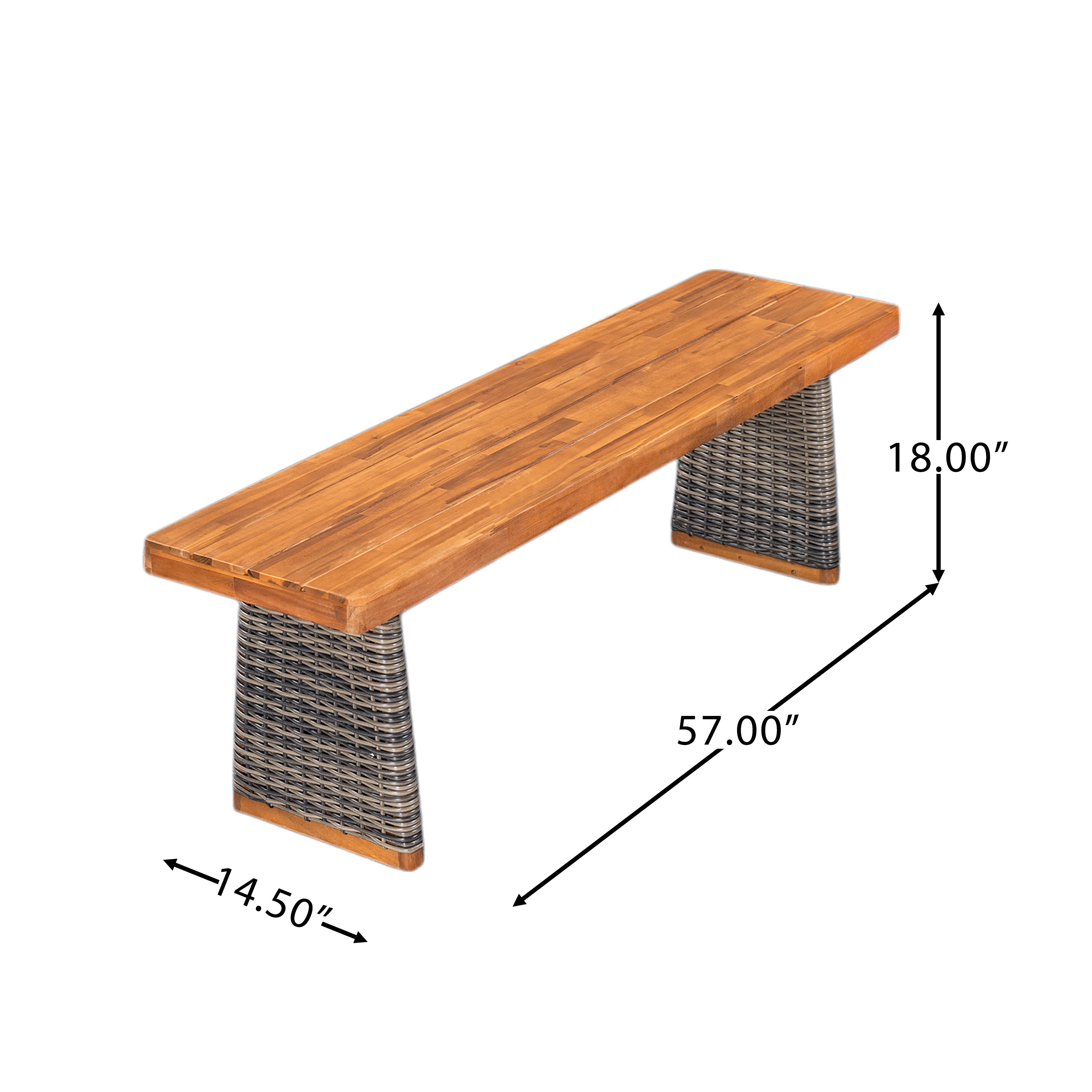 Outdoor 1pcs Acacia Wood Bench, Teak Finish