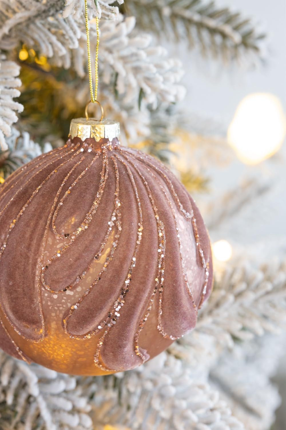 Decorative Hanging Glass Christmas Ball Ornaments - Set of 6 with Elegant Glass Design - Pearl Silver or Purple