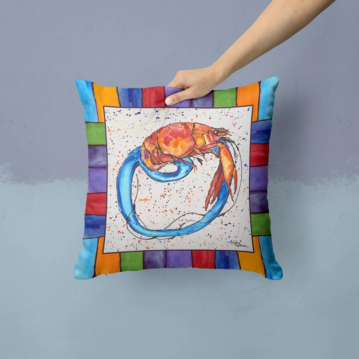 Carolines Treasures 8438-OPW1414 Beach and Seafood Decorative Canvas Fabric Pillow 8438 14Hx14W Multicolor