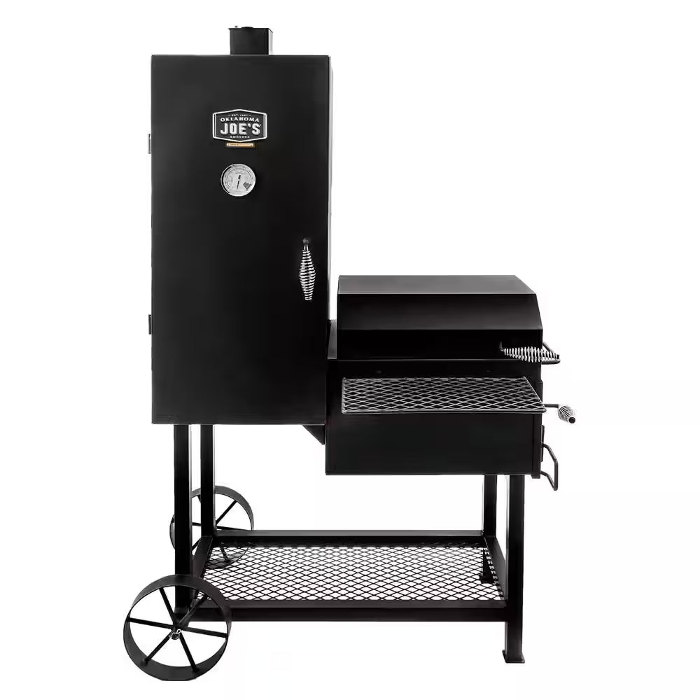 Bandera Vertical Offset Charcoal Smoker and Grill with 992 Sq. In. Cooking Area in Black