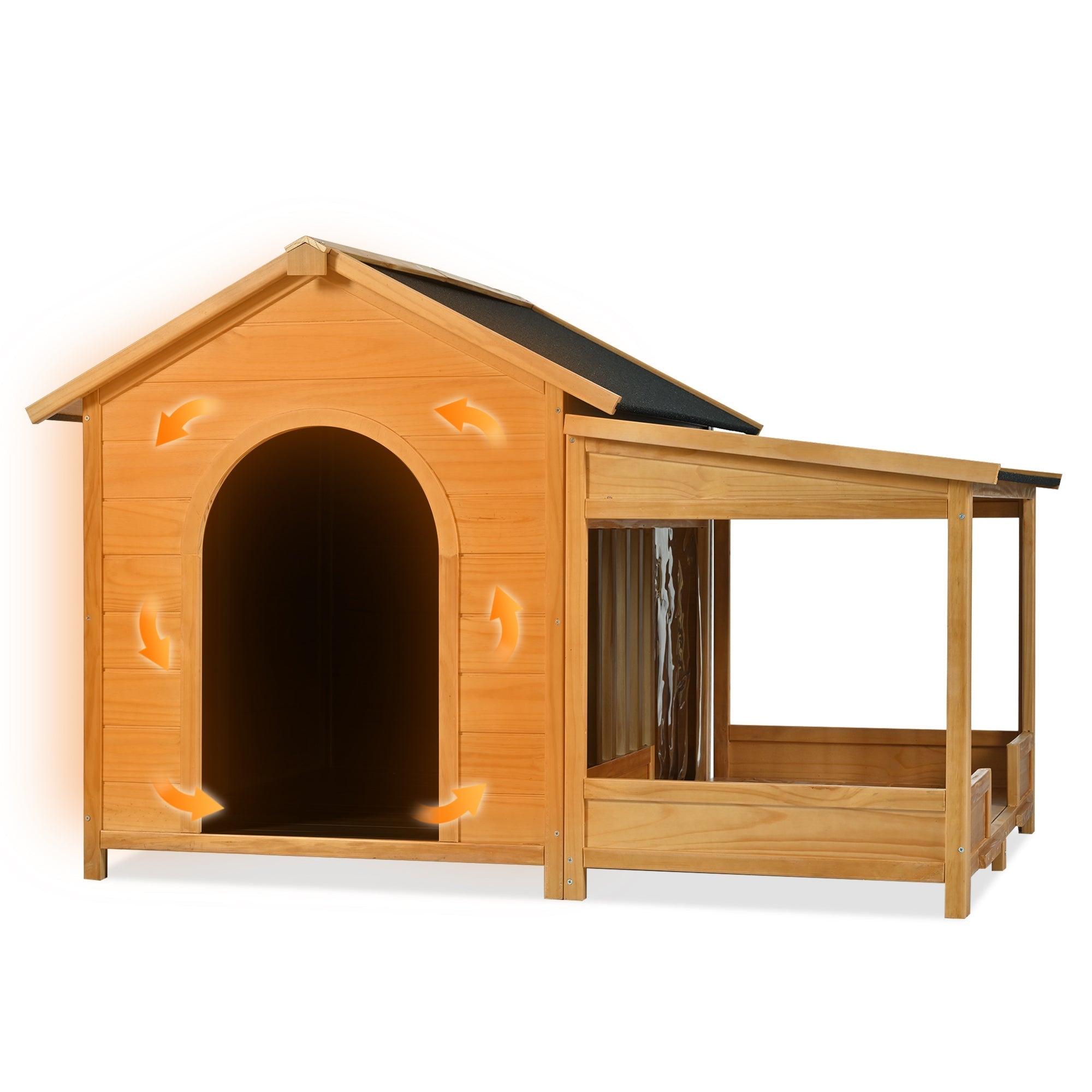 60.2' Large Outdoor Dog House with Insulated Liner for Winter Waterproof Dog Kennel