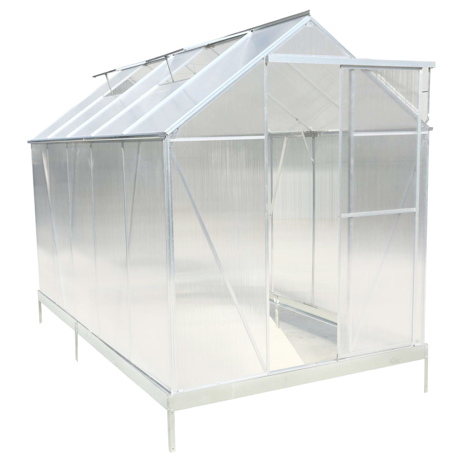 Polycarbonate house, Heavy Duty Outdoor Aluminum Walk-In House Kit With Rain Gutter, Vent And Door For Backyard Garden