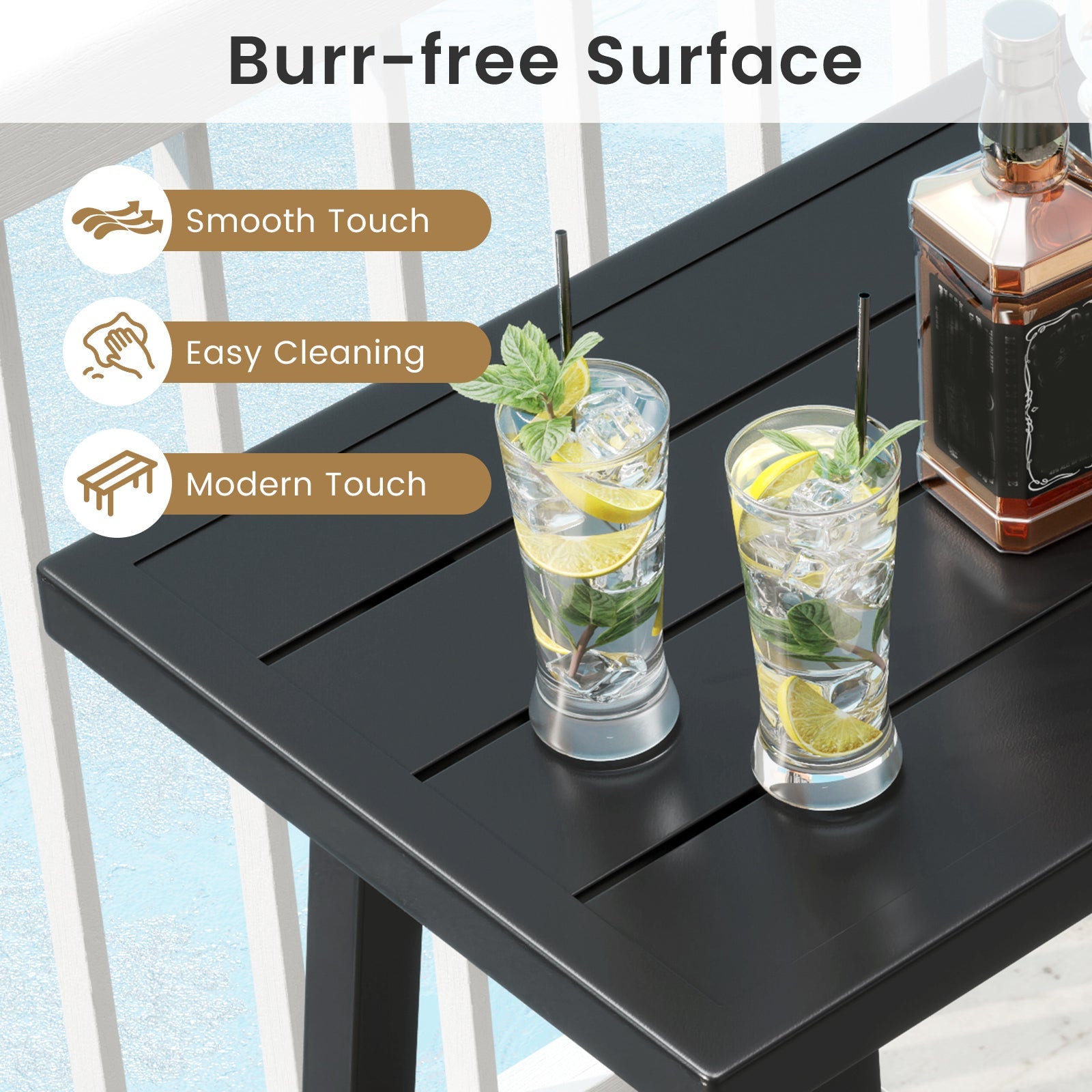 36 Inches Patio Counter Height Bar Table with Adjustable Foot Pads