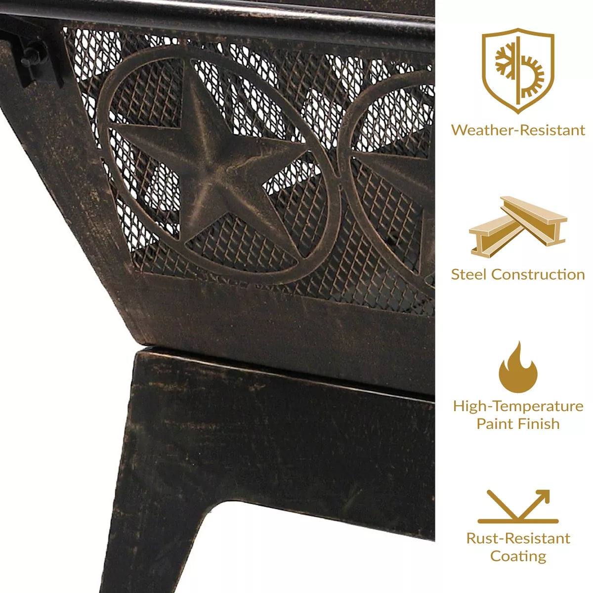 Sunnydaze Outdoor Camping or Backyard Steel Northern Galaxy Fire Pit with Cooking Grill Grate, Spark Screen, and Log Poker - 32"