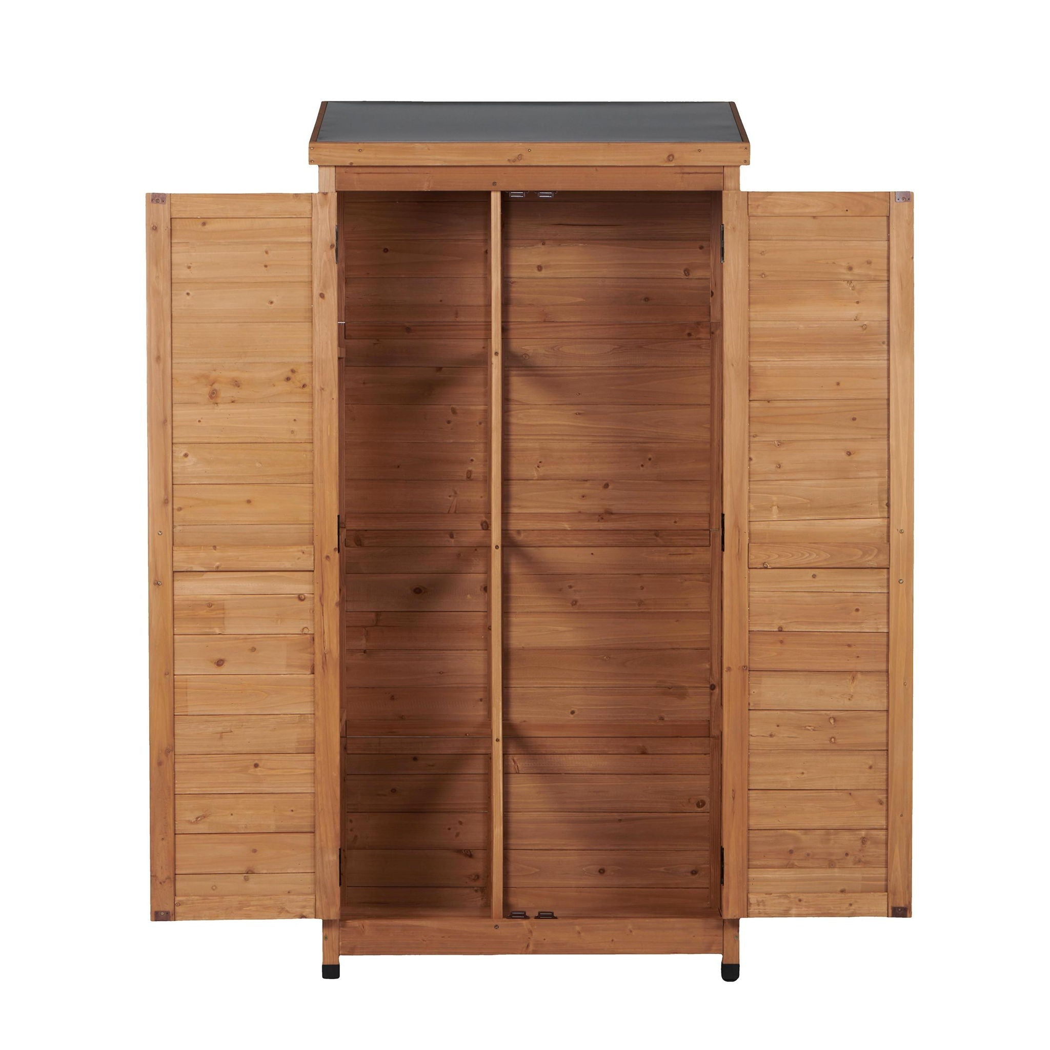 Outdoor Storage Shed With Vertical Tool Cabinet For Backyard