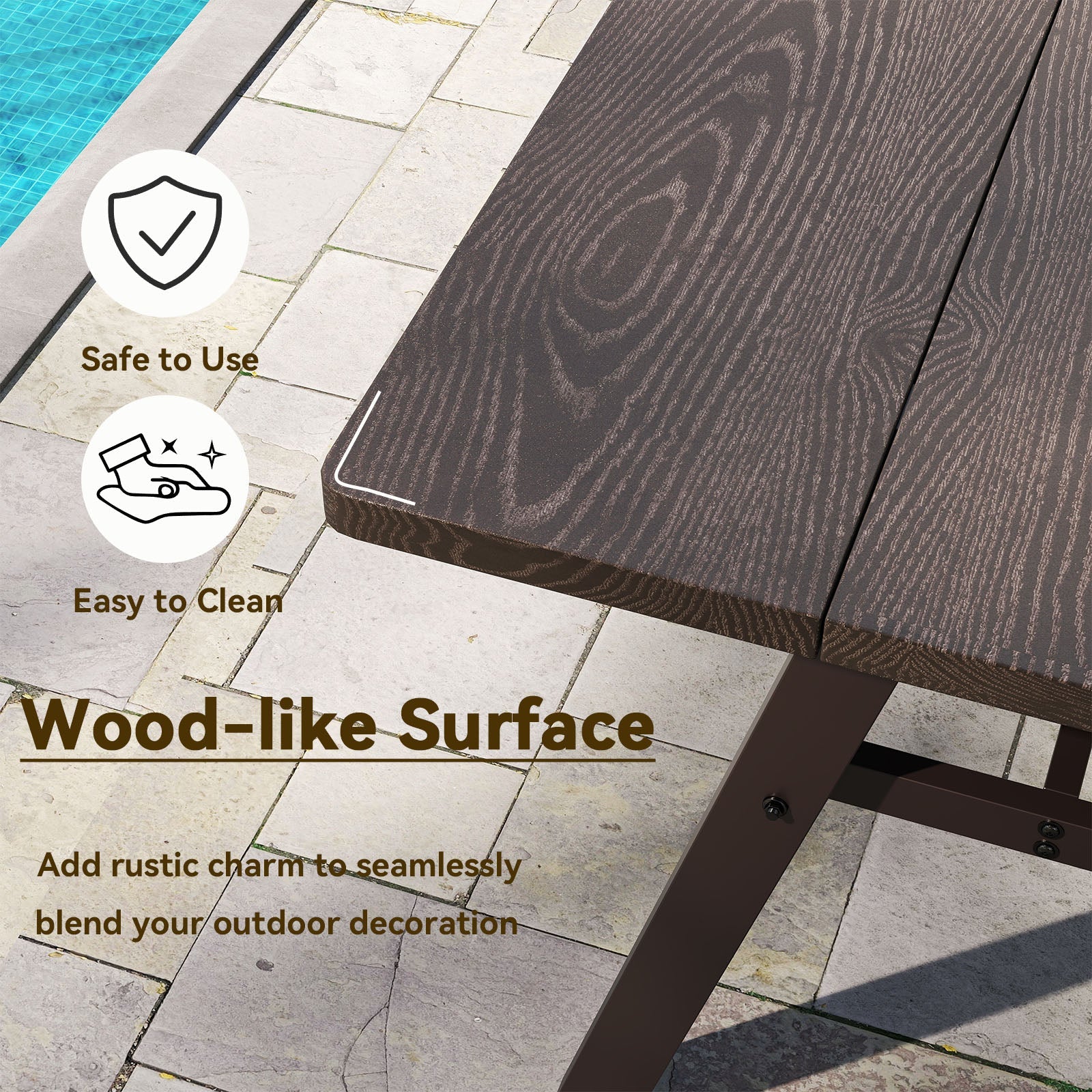 3-Person Outdoor Bench Set of 2 with 800 LBS Bearing Capacity