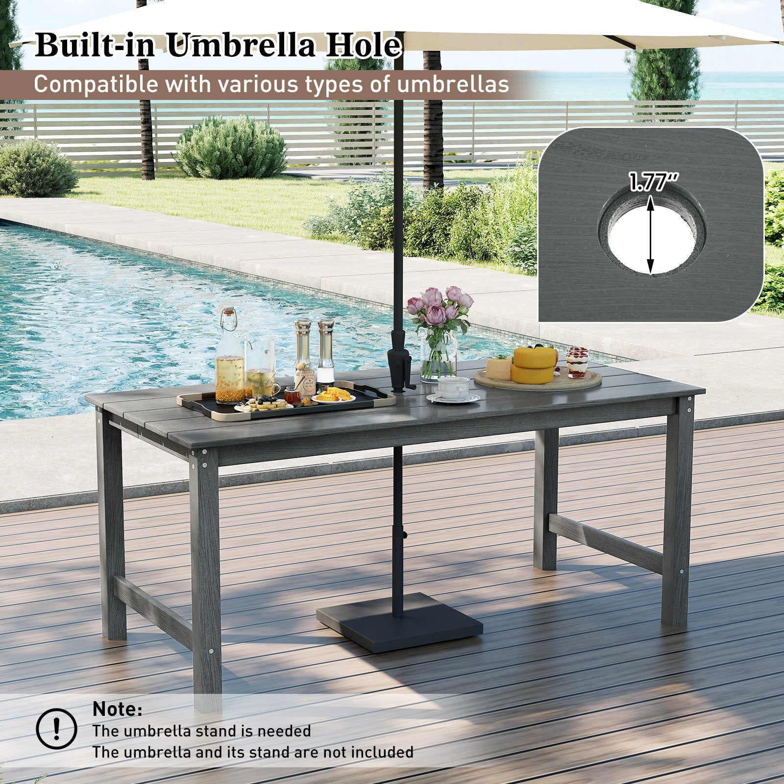 3 Pieces Outdoor Dining Table Set with 2 Benches