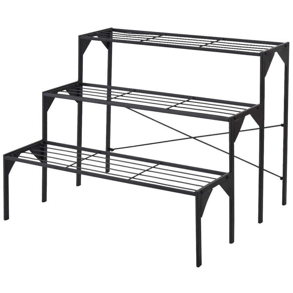 Outdoor 3 Tier Metal Plant Stand with Heavy Duty Rack for Multiple Use