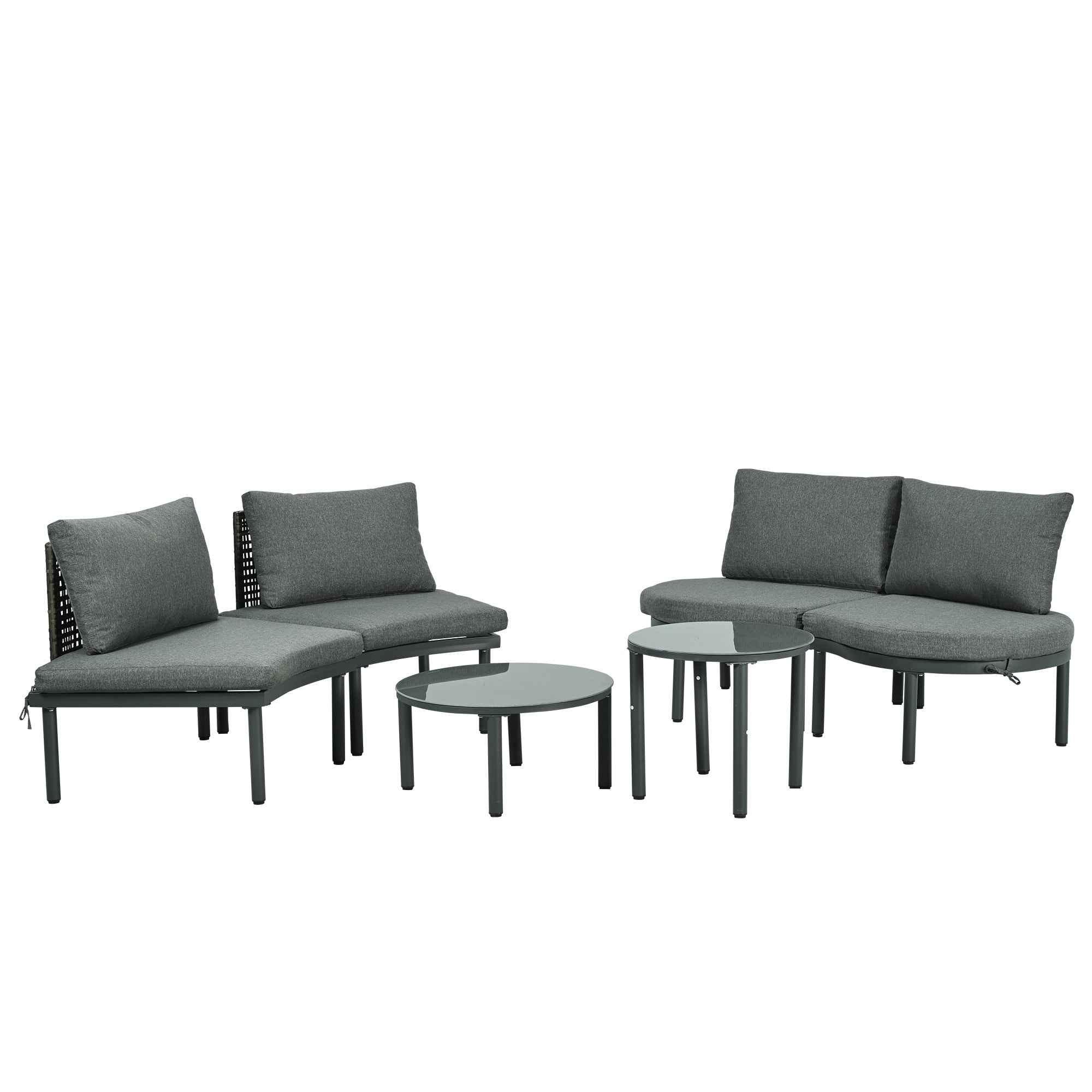 6-Piece Patio Sofa Furniture Set, Half Moon Outdoor Sectional Sofa
