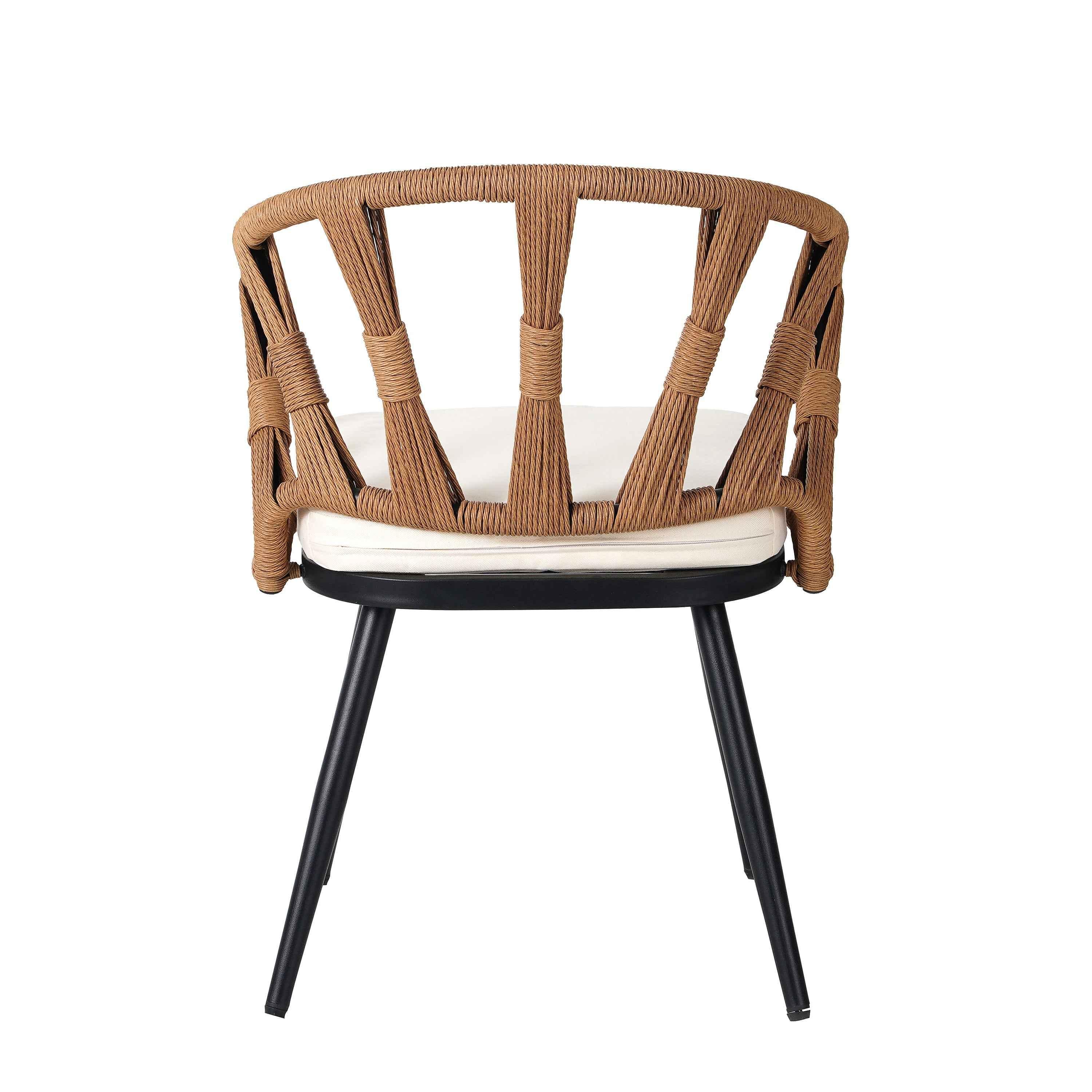 Contemporary Outdoor Set with PE Rattan Chairs and Plastic Wood