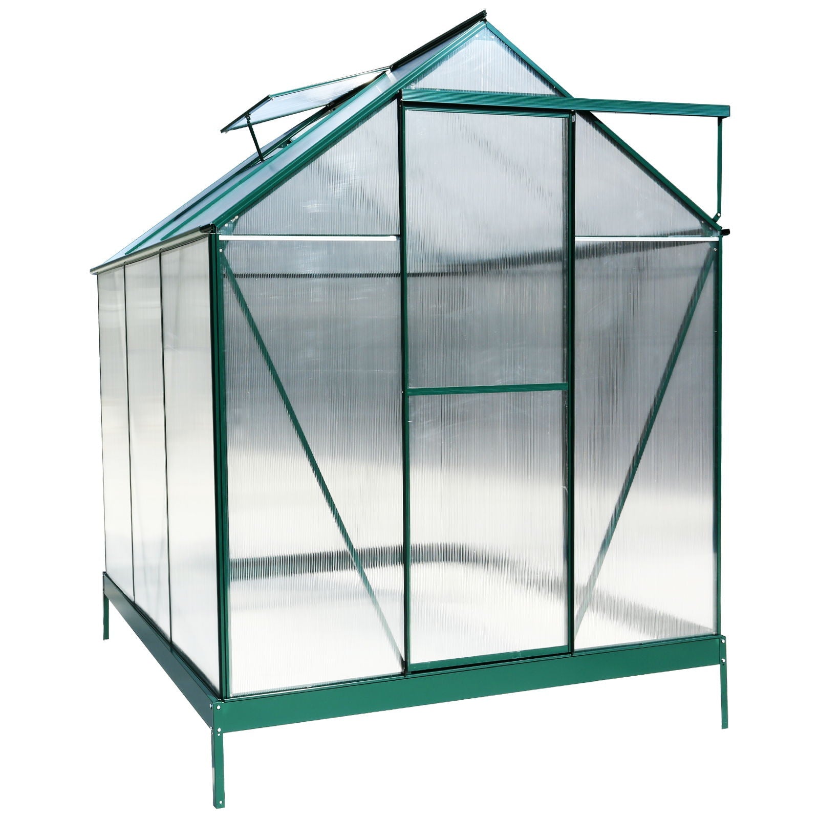 Polycarbonate house, Heavy Duty Outdoor Aluminum Walk-In House Kit With Rain Gutter, Vent And Door For Backyard Garden