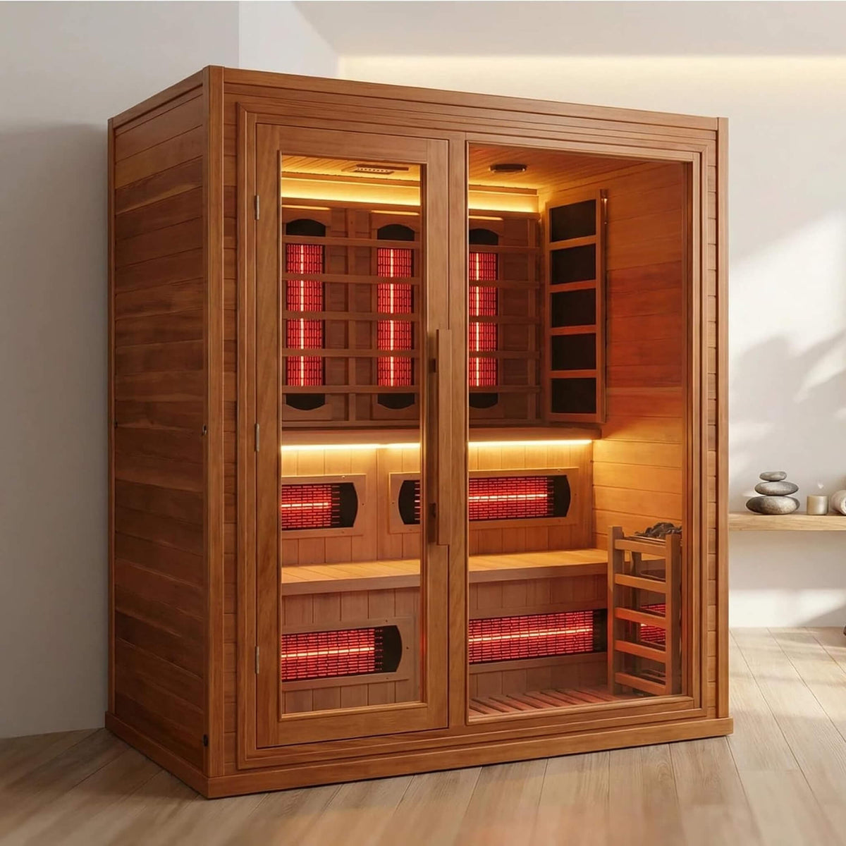 Elvaria 4-Person Indoor Canadian Red Cedar Infrared And Steam Sauna With 6KW Harvia Heater [Made-To-Order]