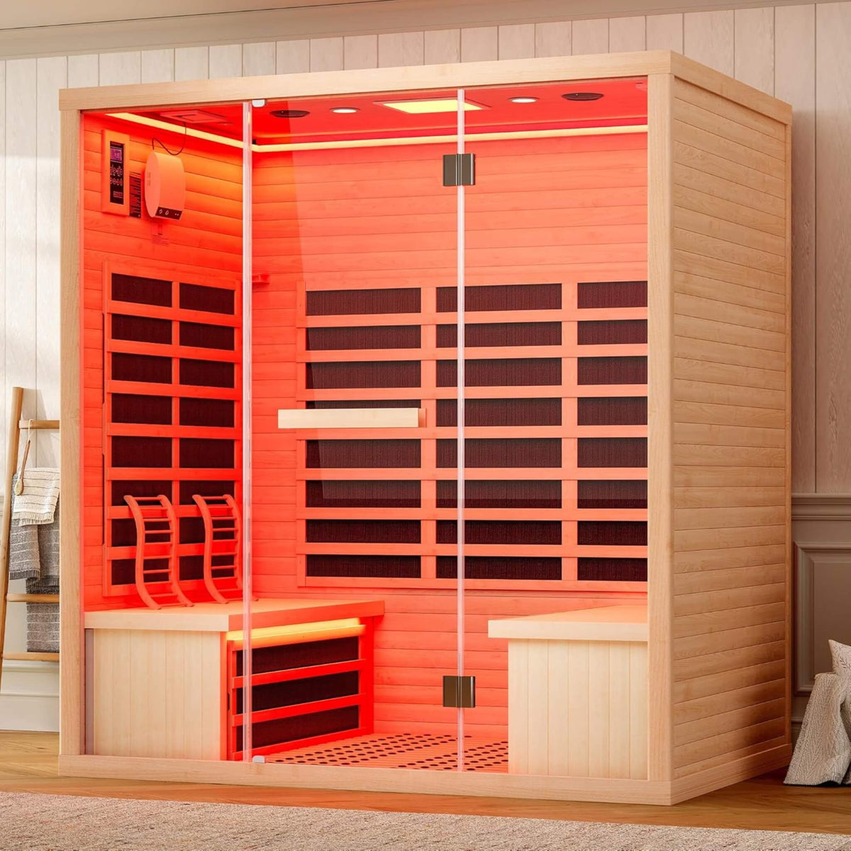 Seville 4-Person Low EMF Canadian Hemlock Infrared Sauna With Bluetooth