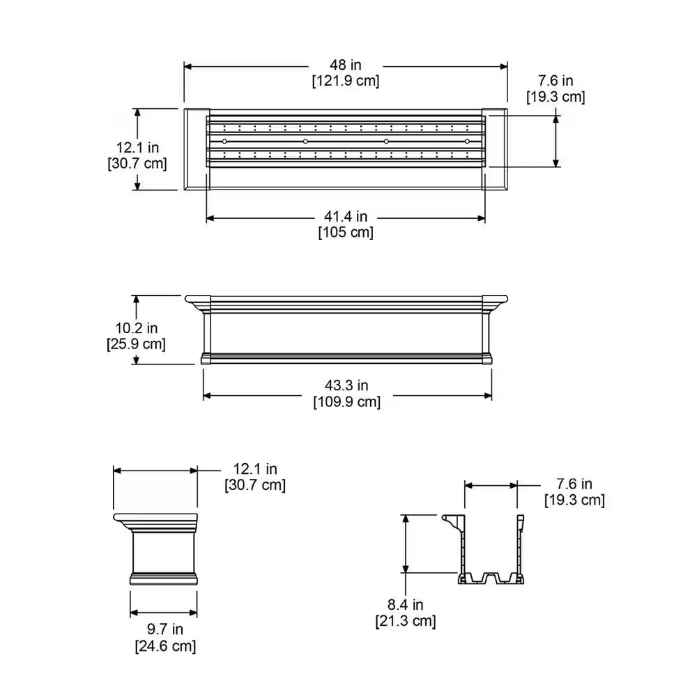 Yorkshire 48 In. X 12 In. Self Watering White Vinyl Window Box