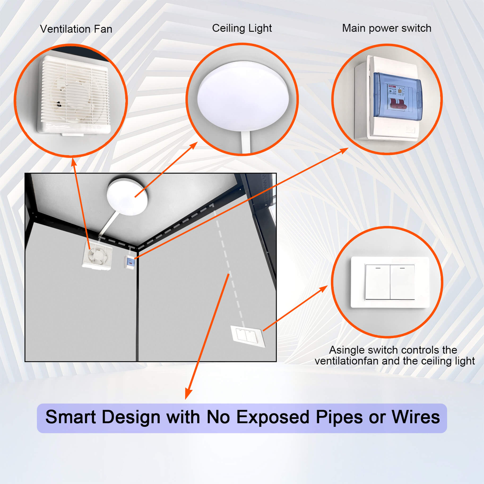 42-Inch One-Person Portable Outdoor Toilet Cabin With Light, Sink And Vent Fan